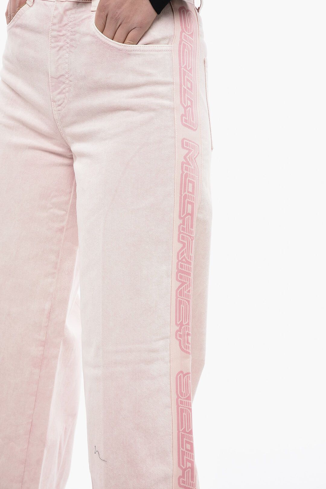 Stella McCartney og1mm0824 Wide Leg Pants With Logoed Bands in Light Pink Size 28" / US 6 / IT 42 - 3 Thumbnail