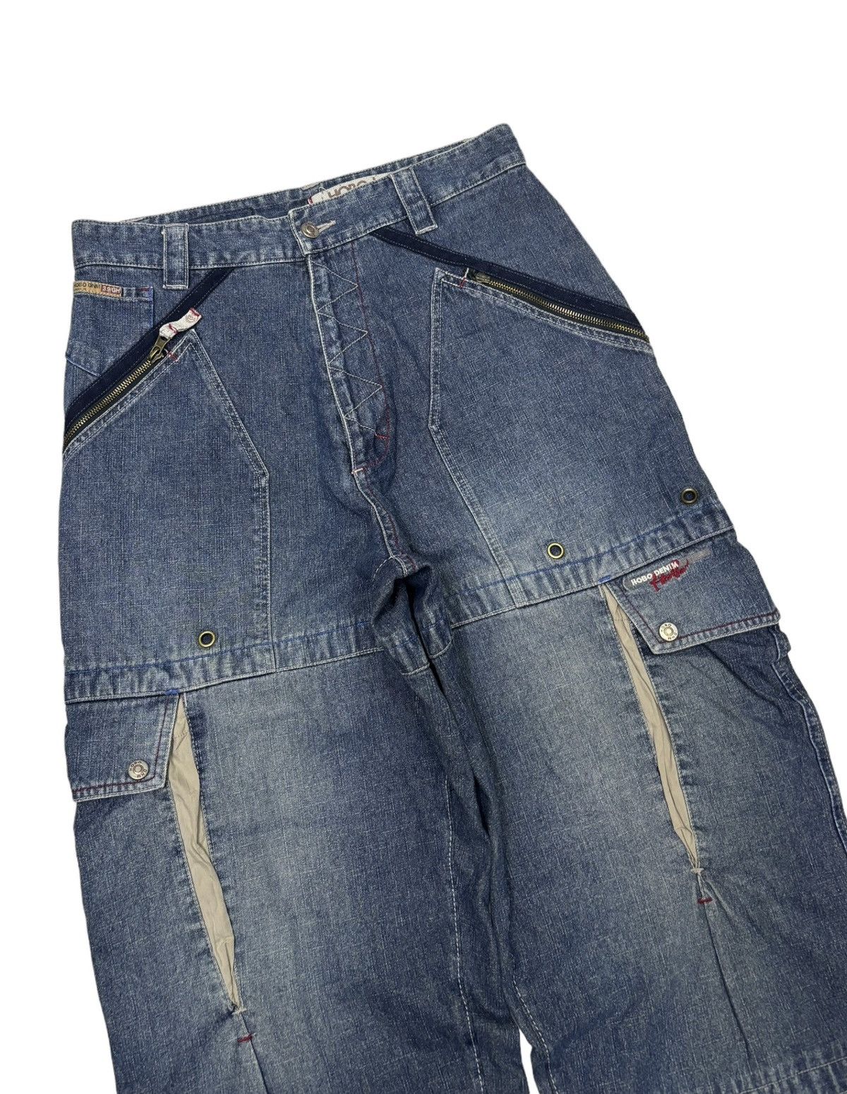 JNCO RARE🔥OG HOBO DENIM BAGGY MULTI POCKET CARGO PANTS Size US 33 - 7 Thumbnail
