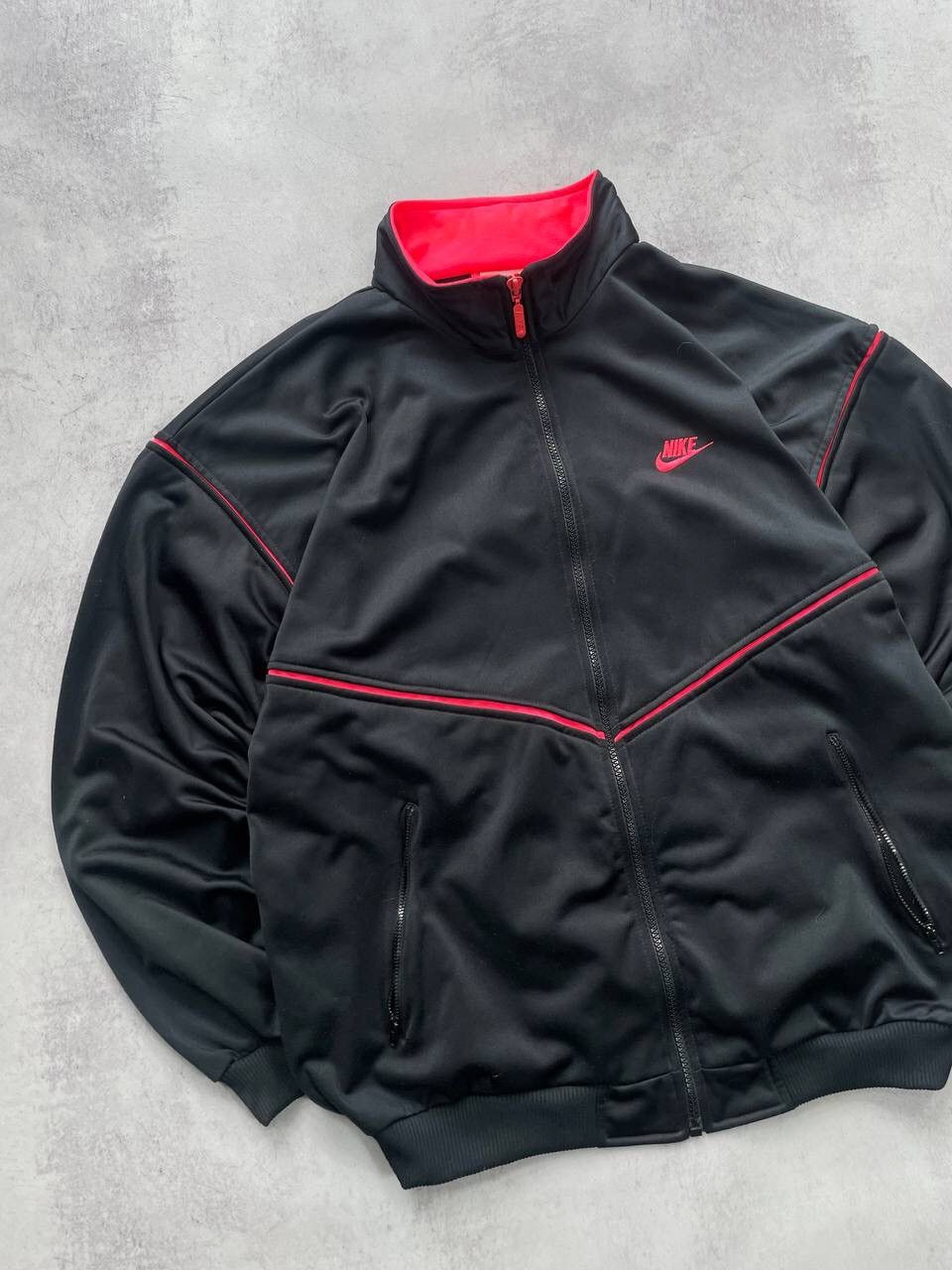 Nike × Vintage Vintage 80s Nike Track Jacket Black Pink Y2K Size US M / EU 48-50 / 2 - 2 Thumbnail