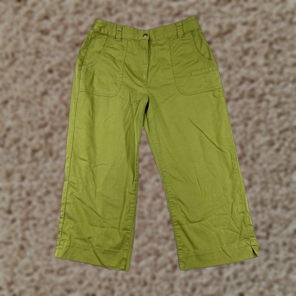 Vintage Chico's Green Cotton Blend Capri Pants Women's Size 1 Pockets Stretch Casual Summer Size 25" / US 0 / IT 36 - 1 Thumbnail
