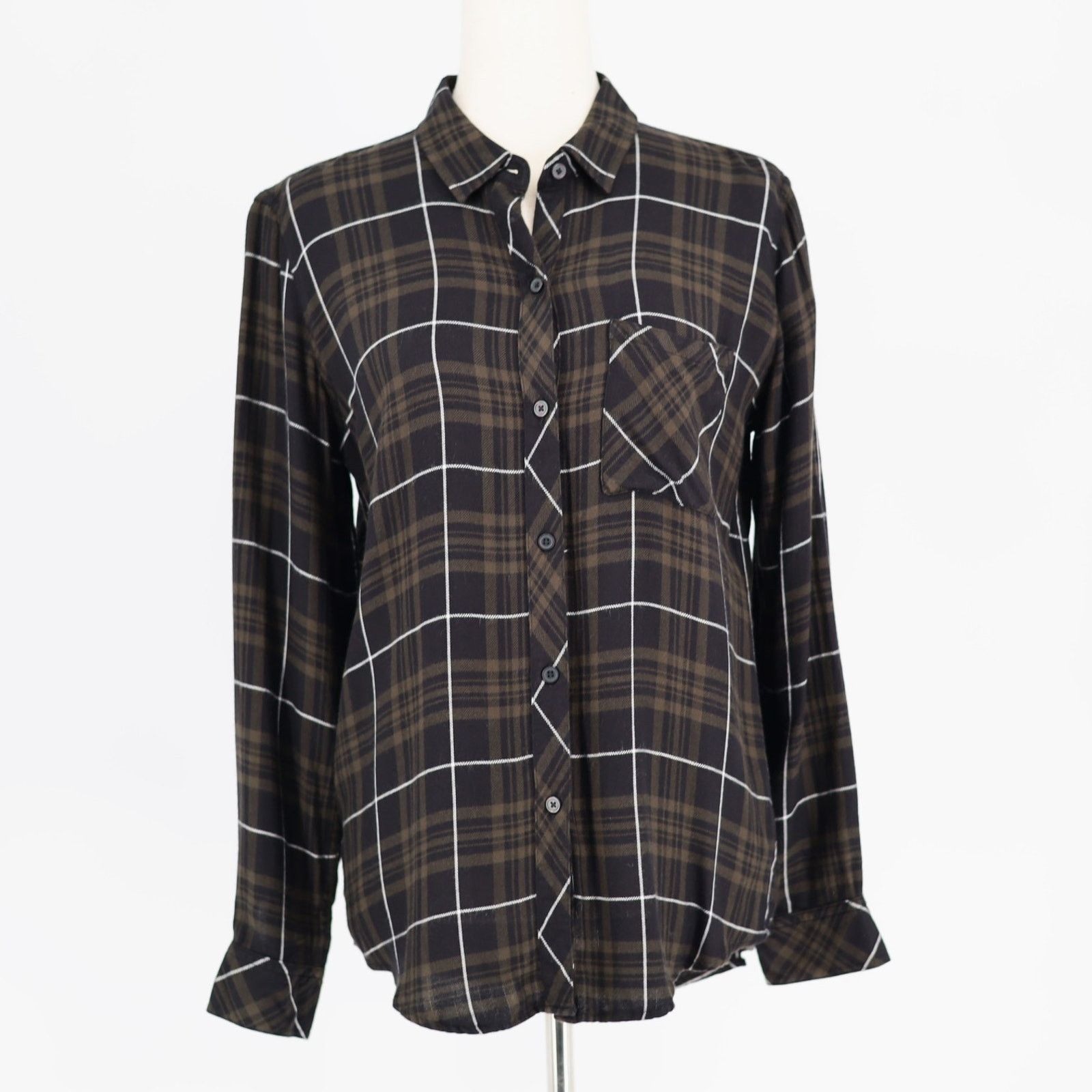 Rails Rails Women Olive Carbon Plaid Oversize Button Shirt Size S Size S / US 4 / IT 40 - 3 Thumbnail