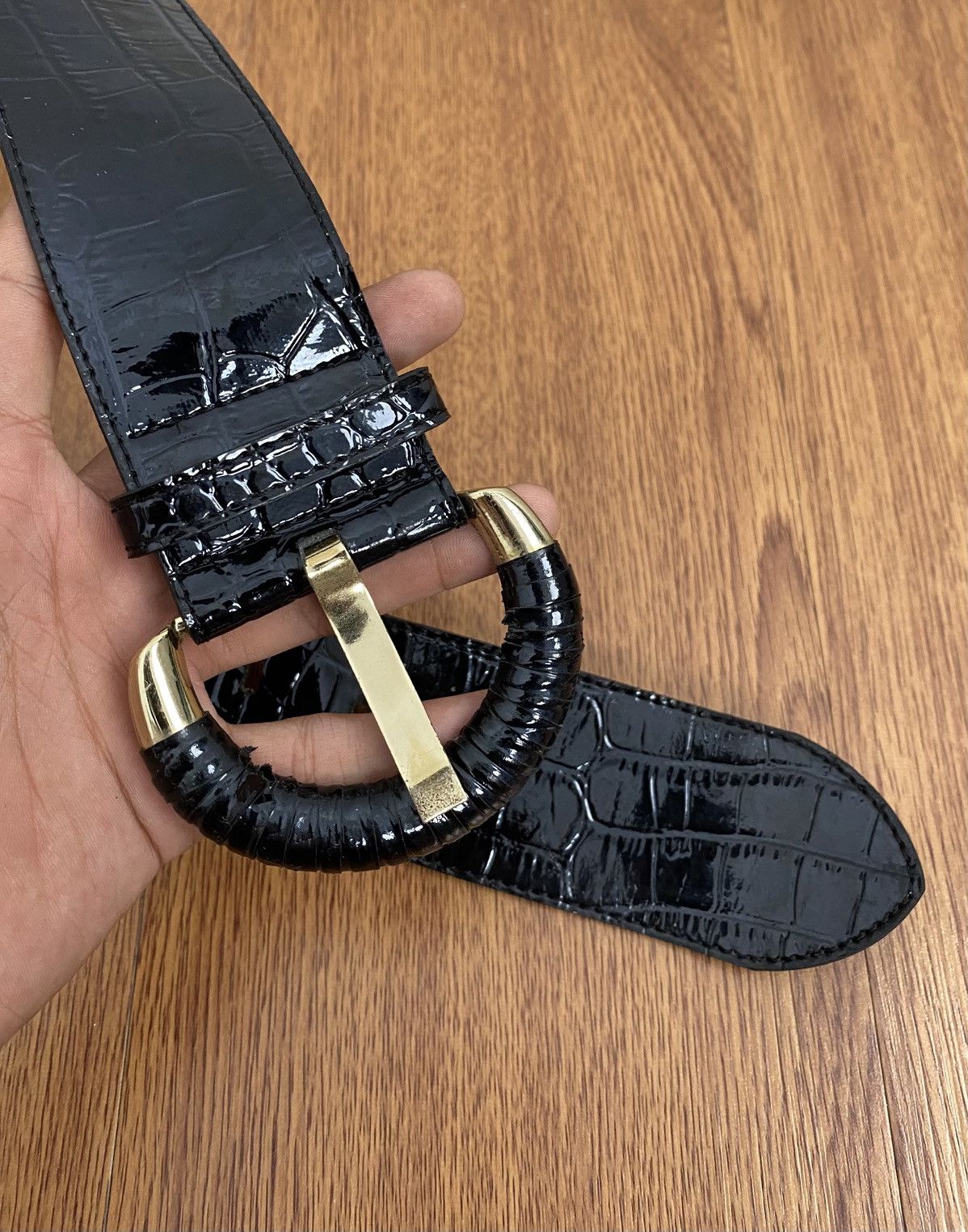 If Six Was Nine × Japanese Brand × Le Grande Bleu (L.G.B.) Black alligator belt Size ONE SIZE - 4 Thumbnail