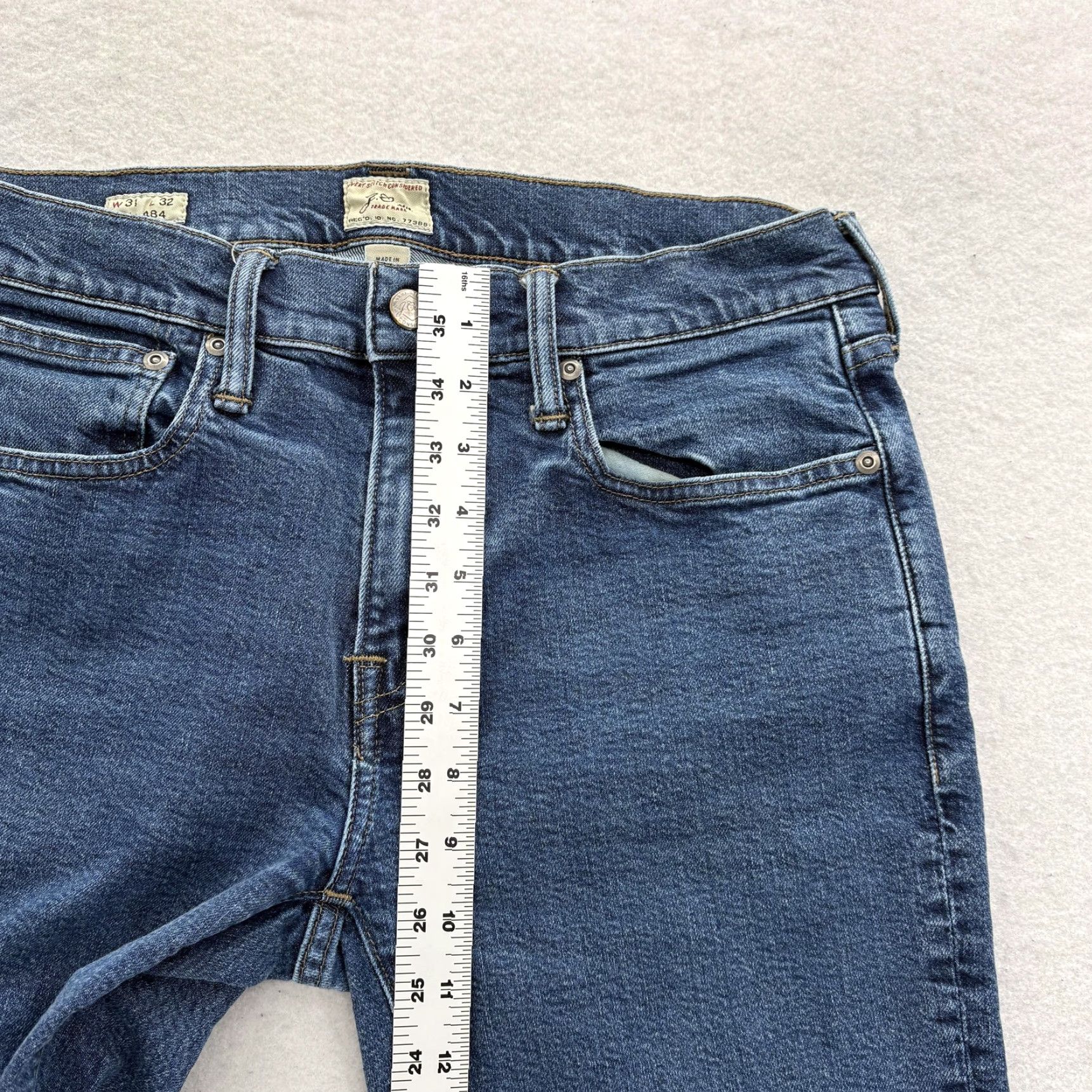 J.Crew J.CREW 484 Stretch Jeans Mens 31x32 Slim Tapered Denim Five Pocket Blue Med Wash Casual Pants Size US 31 - 7 Thumbnail