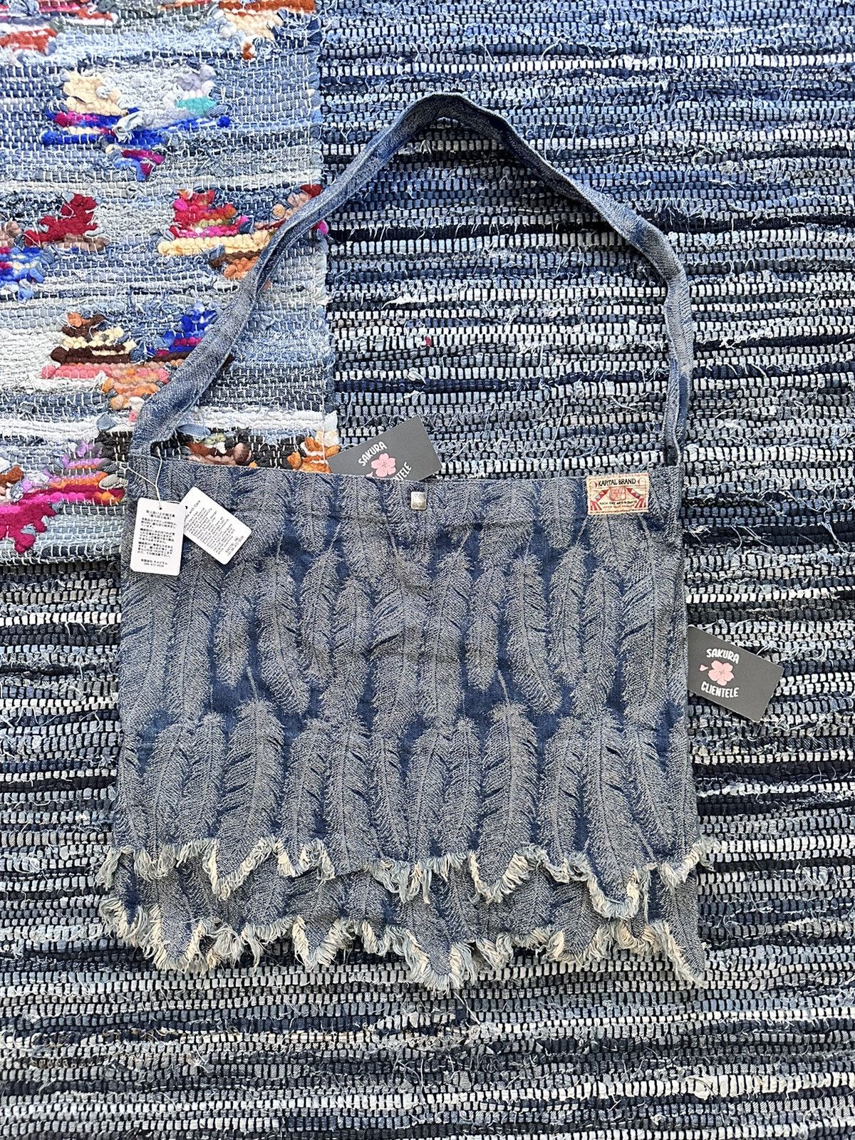 Japanese Brand × Kapital × Vintage Kapital Indigo Denim Feather Book Tote Bag 12oz Size ONE SIZE - 1 Thumbnail