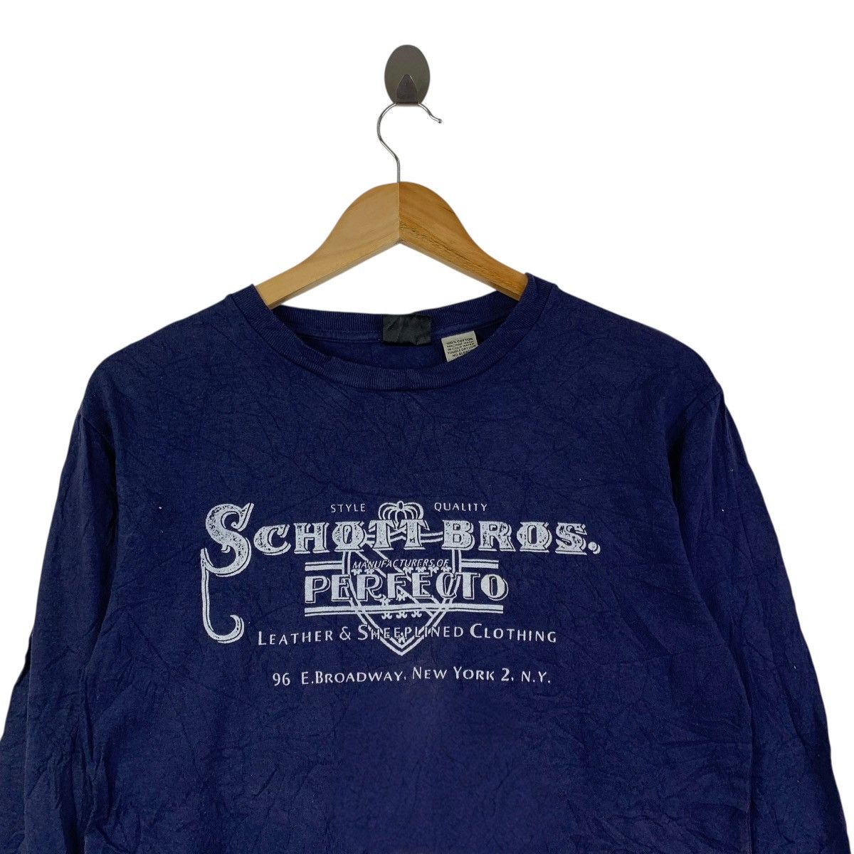 Schott Schott NYC Perfecto LS Shirt Navy Vintage Style Graphic Size US M / EU 48-50 / 2 - 2 Thumbnail