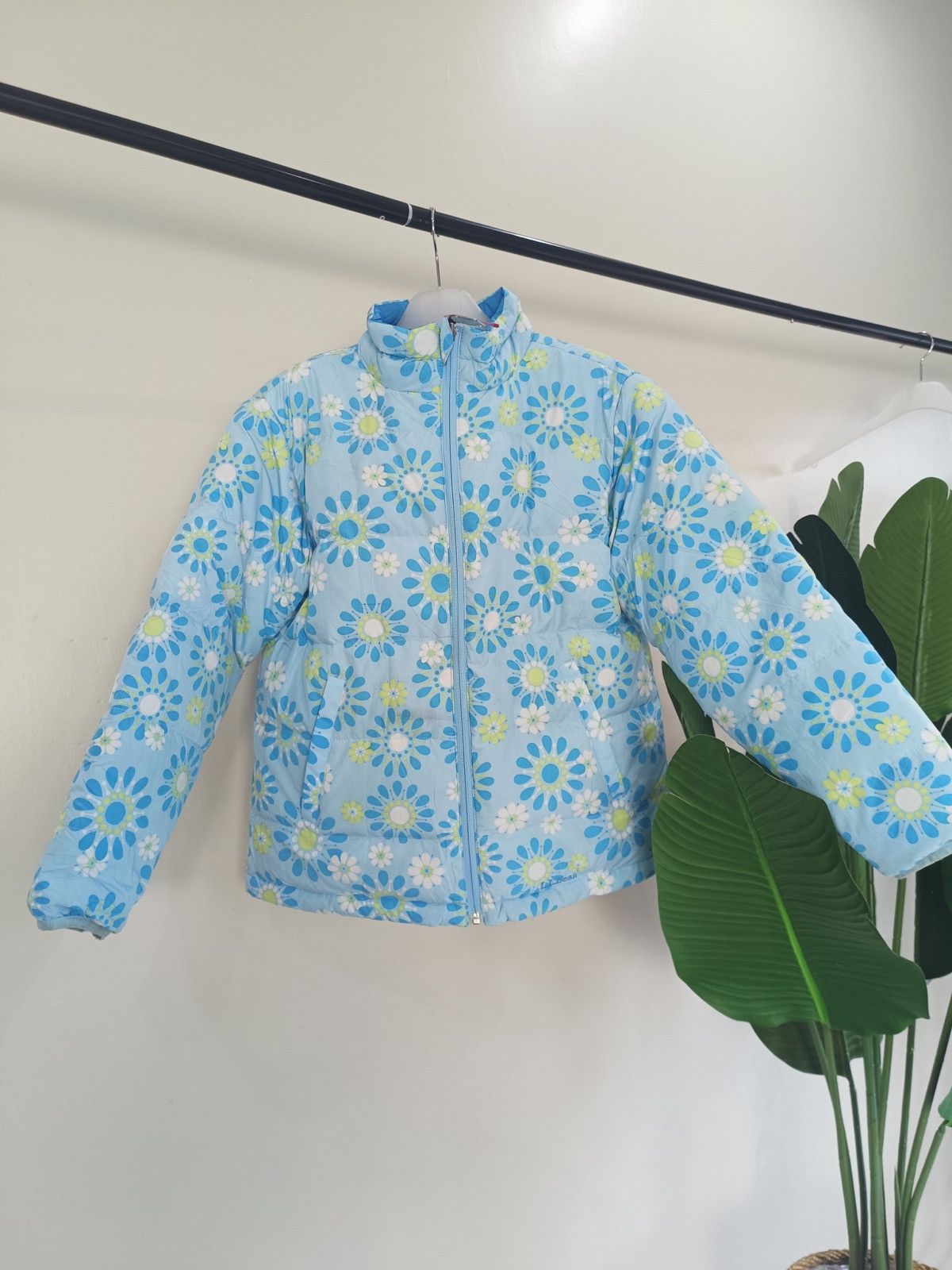 L.L. Bean × Vintage L.L Bean Blue Floral Puffer Size L / US 10 / IT 46 - 1 Thumbnail