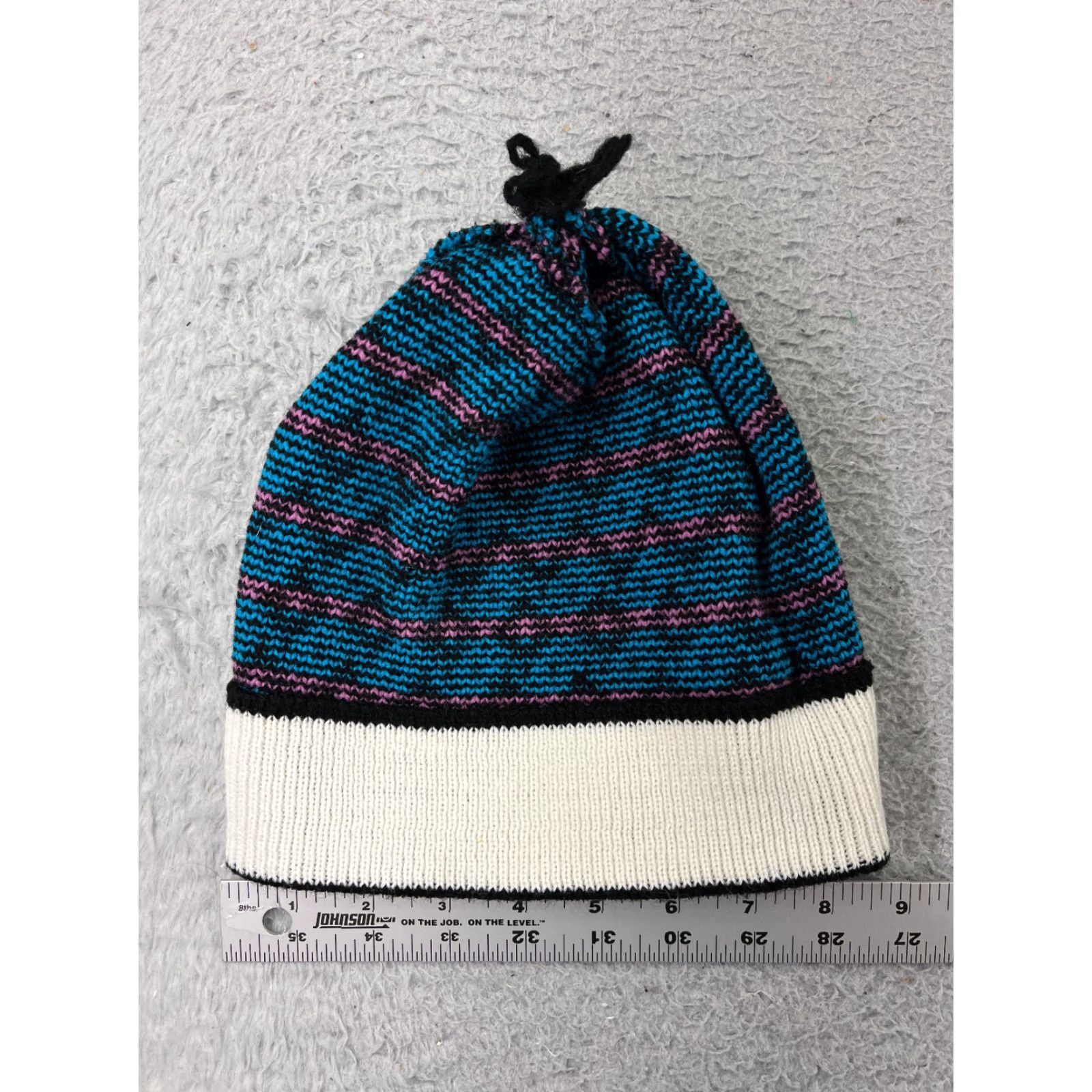Vintage Mountain Lid Woolens Beanie Adult One Size Blue Argyle Knit Tassel Acrylic Made USA Toque Size ONE SIZE - 5 Thumbnail