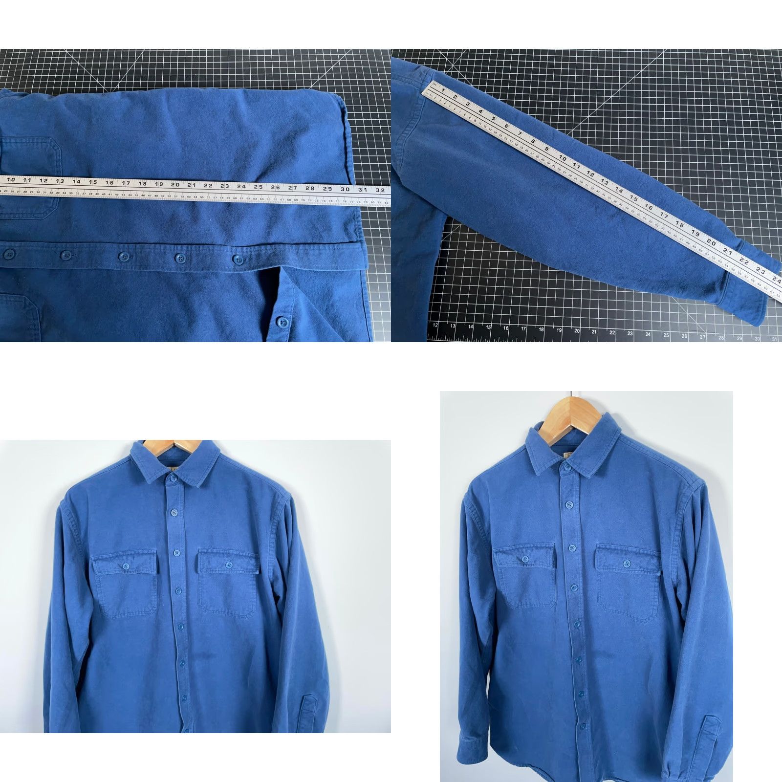 Vintage L.L. Bean Chamois Cloth Shirt Mens Large Tall Blue Heavyweight Flannel Workwear Button-Up Long Sleeve Cotton Size US L / EU 52-54 / 3 - 8 Thumbnail