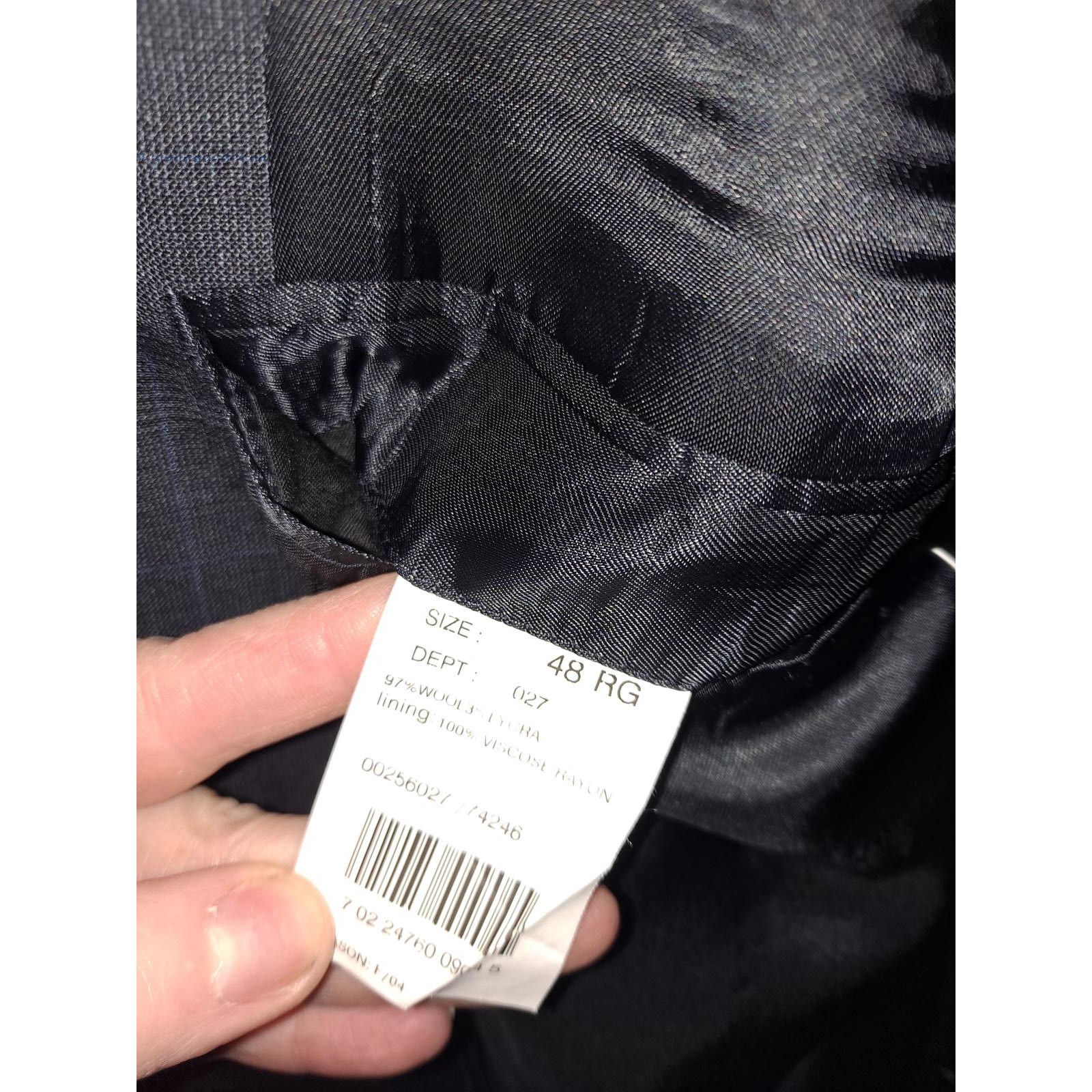 Brooks Brothers Brooks Brothers Gray Plaid with Blue Wool Blend Blazer Size Size 48R - 3 Thumbnail