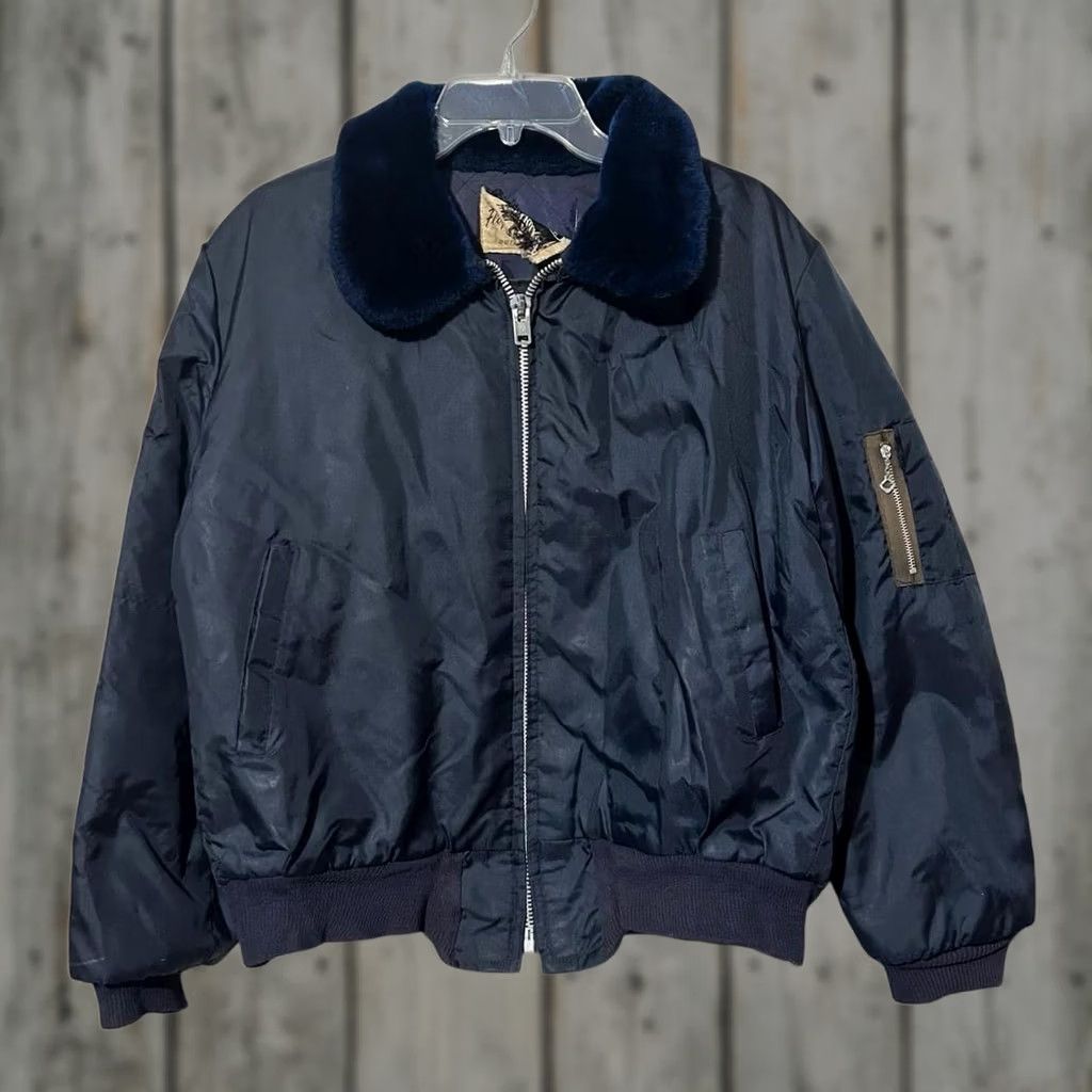 Vintage VINTAGE 50s Satin Military Flight Bomber Jacket Size XL Blue Men Jacket Size US XL / EU 56 / 4 - 1 Thumbnail