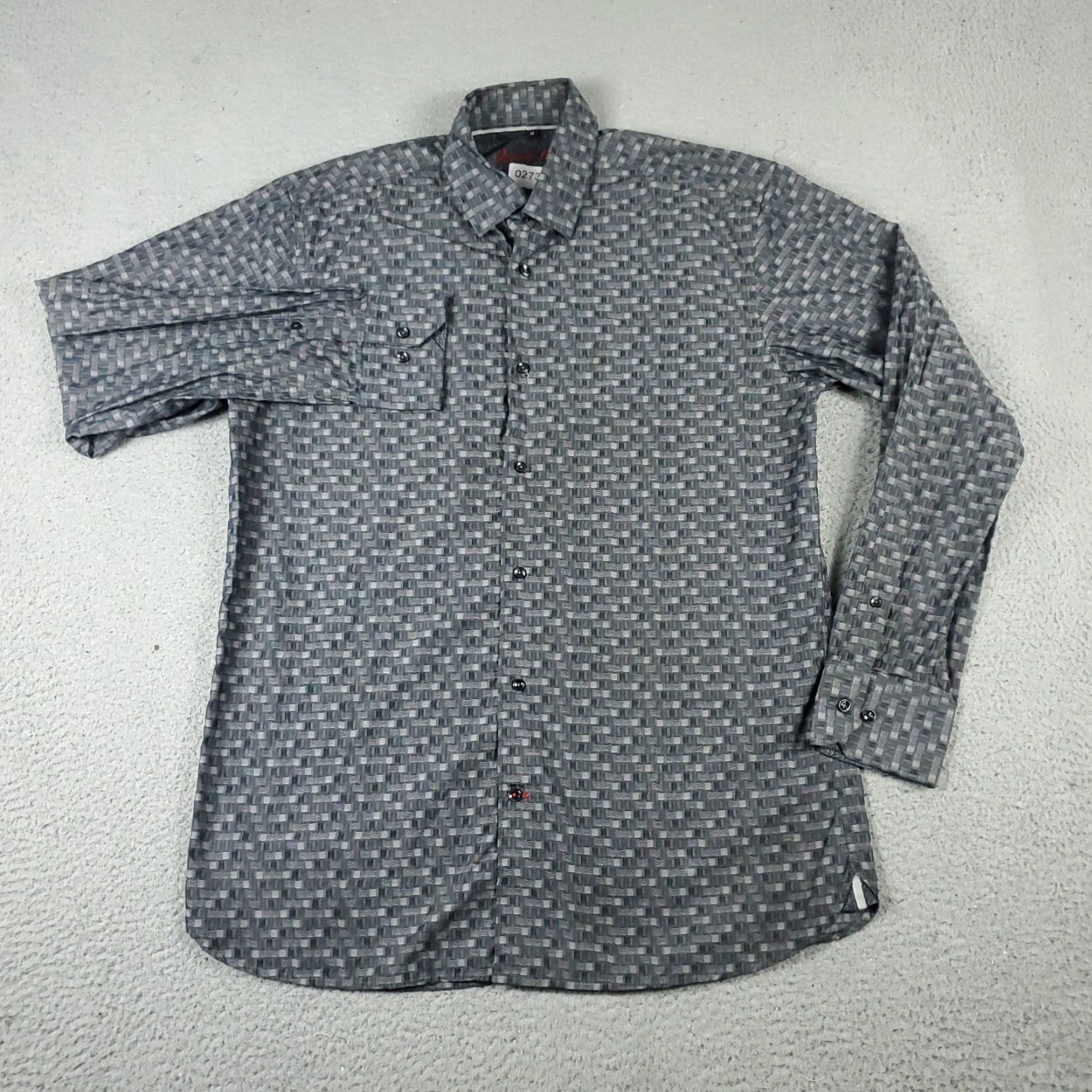Luchiano Visconti LUCHIANO VISCONTI Button-Up Shirt Men's Medium Gray Geometric Casual Long Sleeve Modern Size US M / EU 48-50 / 2 - 2 Thumbnail