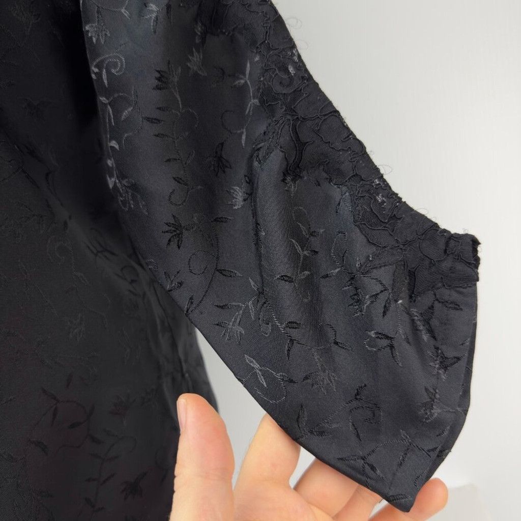 Other VOGUE Dessous VTG Jacquard Long Sleeve Black Pajama Set Sz M Size ONE SIZE - 8 Thumbnail
