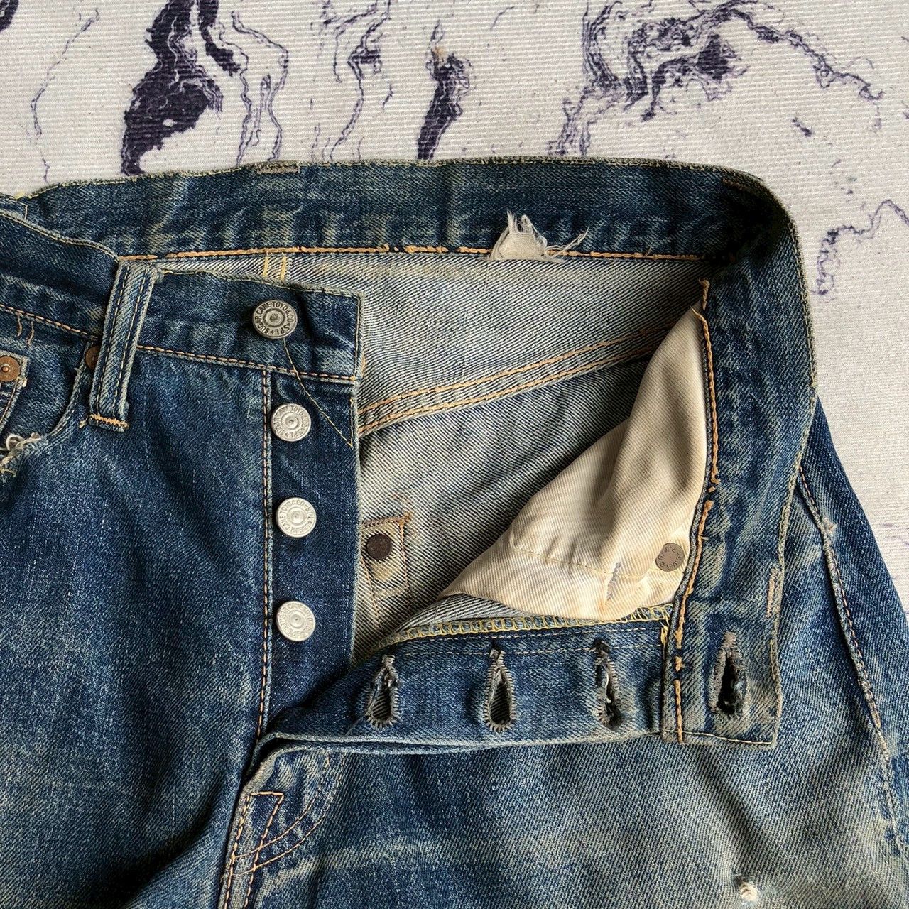 Sugar Cane Vintage Sugar Cane Selvedge Distressed Denim Size US 29 - 5 Thumbnail