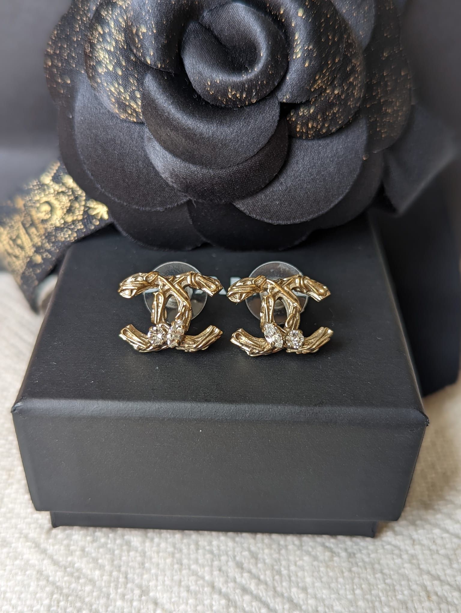 Chanel Chanel CC B14K Logo earrings GHW crystal earring receipt box Size ONE SIZE - 8 Thumbnail