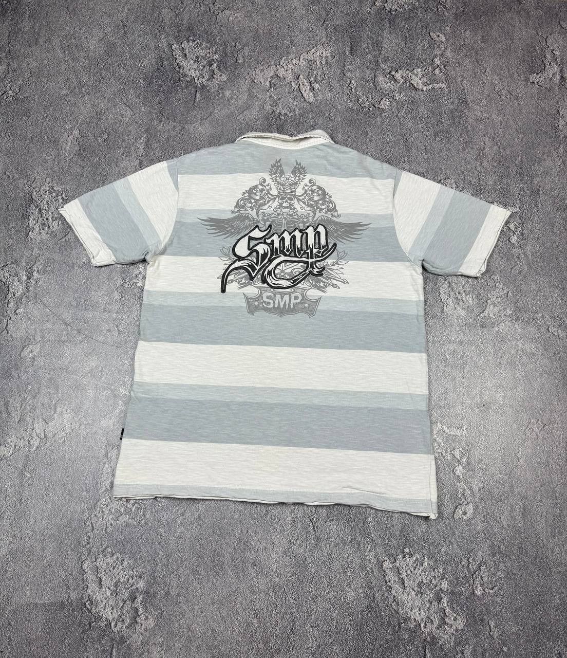 Beauty Beast Y2K Stripe Letters Print Polo 2000s Style Streetwear Size US L / EU 52-54 / 3 - 2 Thumbnail