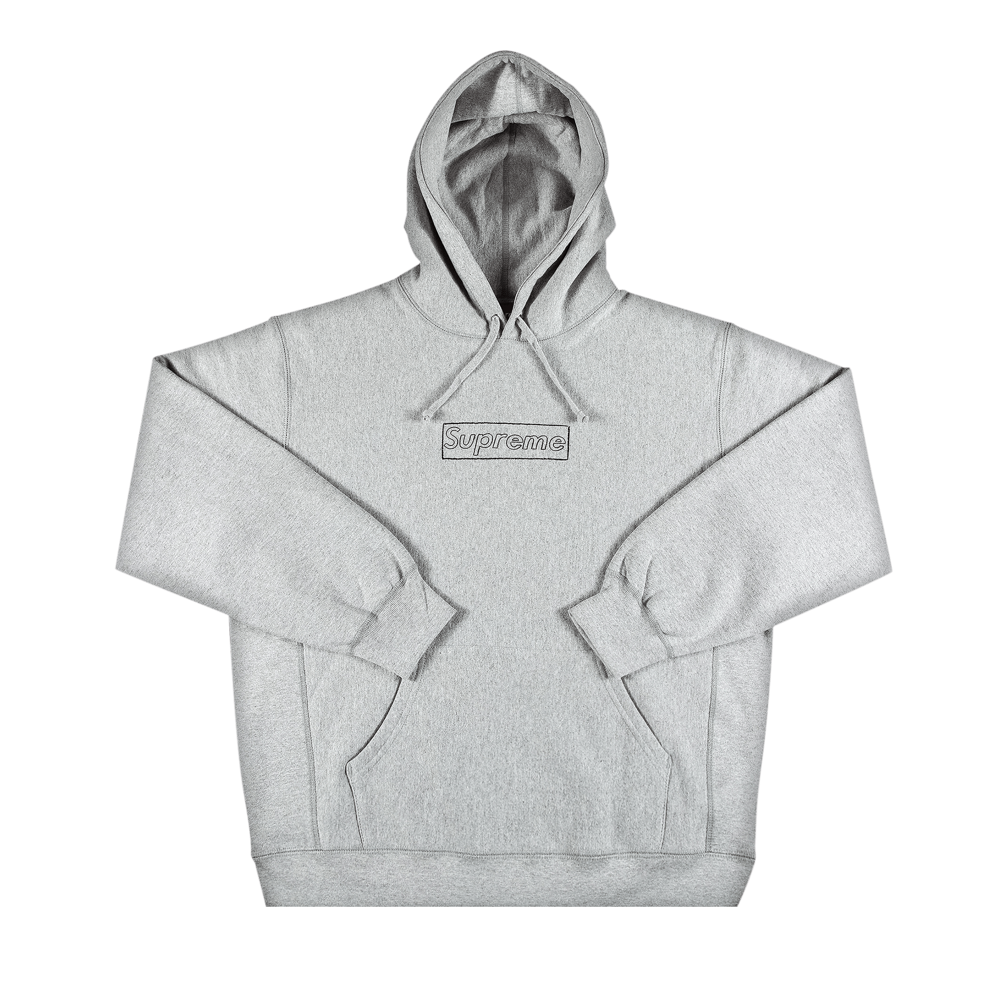image of Supreme X Kaws Chalk Logo Hooded Sweatshirt Heather Grey, Men's (Size Medium)