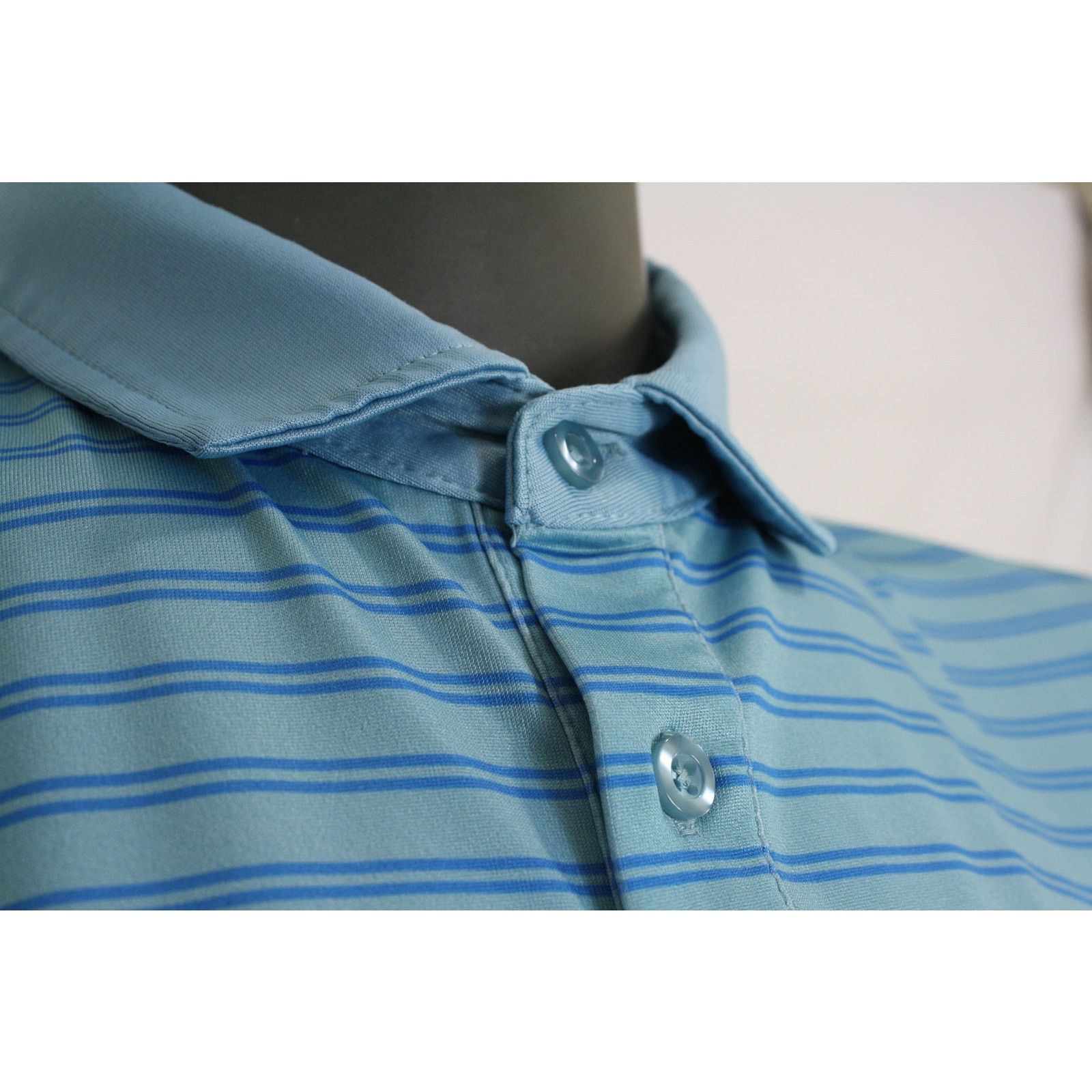 Dunnes Grayson & Dunn Golf Polo Shirt L Blue Striped Performance Size US L / EU 52-54 / 3 - 3 Thumbnail