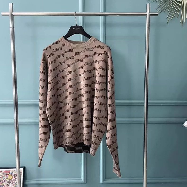 Balenciaga Balenciaga khaki lock logo knitted sweater-2506 Size US M / EU 48-50 / 2 - 1 Thumbnail