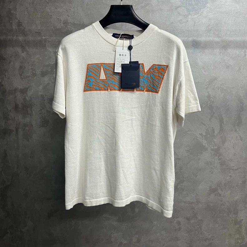 Louis Vuitton White monogrammed intarsia T-shirt with shor