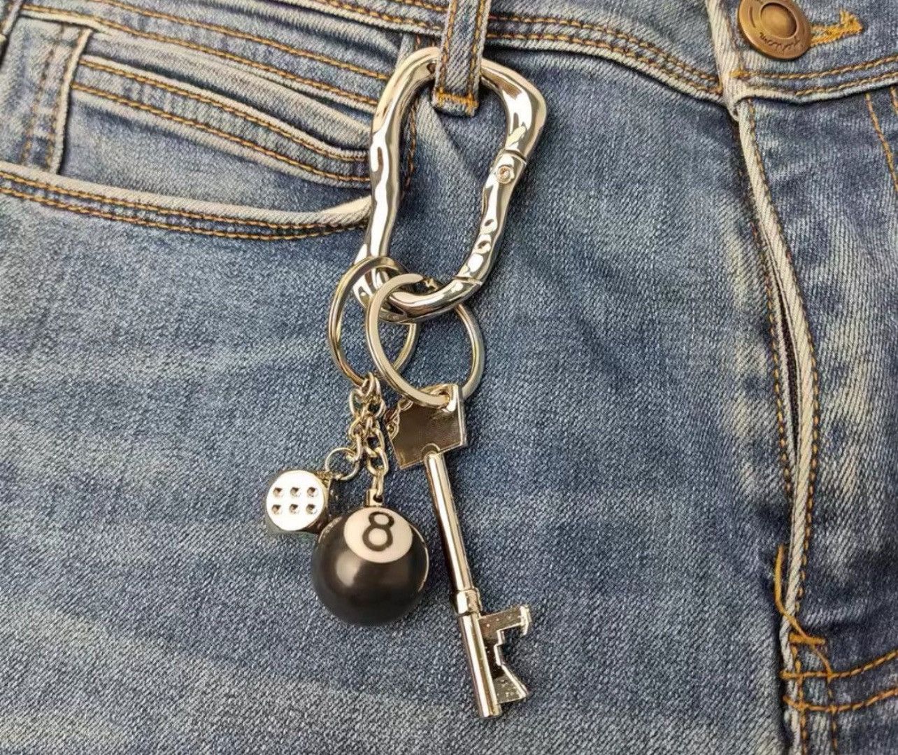 Other Black Billiard ball + lucky dice + bottle opener + Carabiner Size ONE SIZE - 1 Thumbnail
