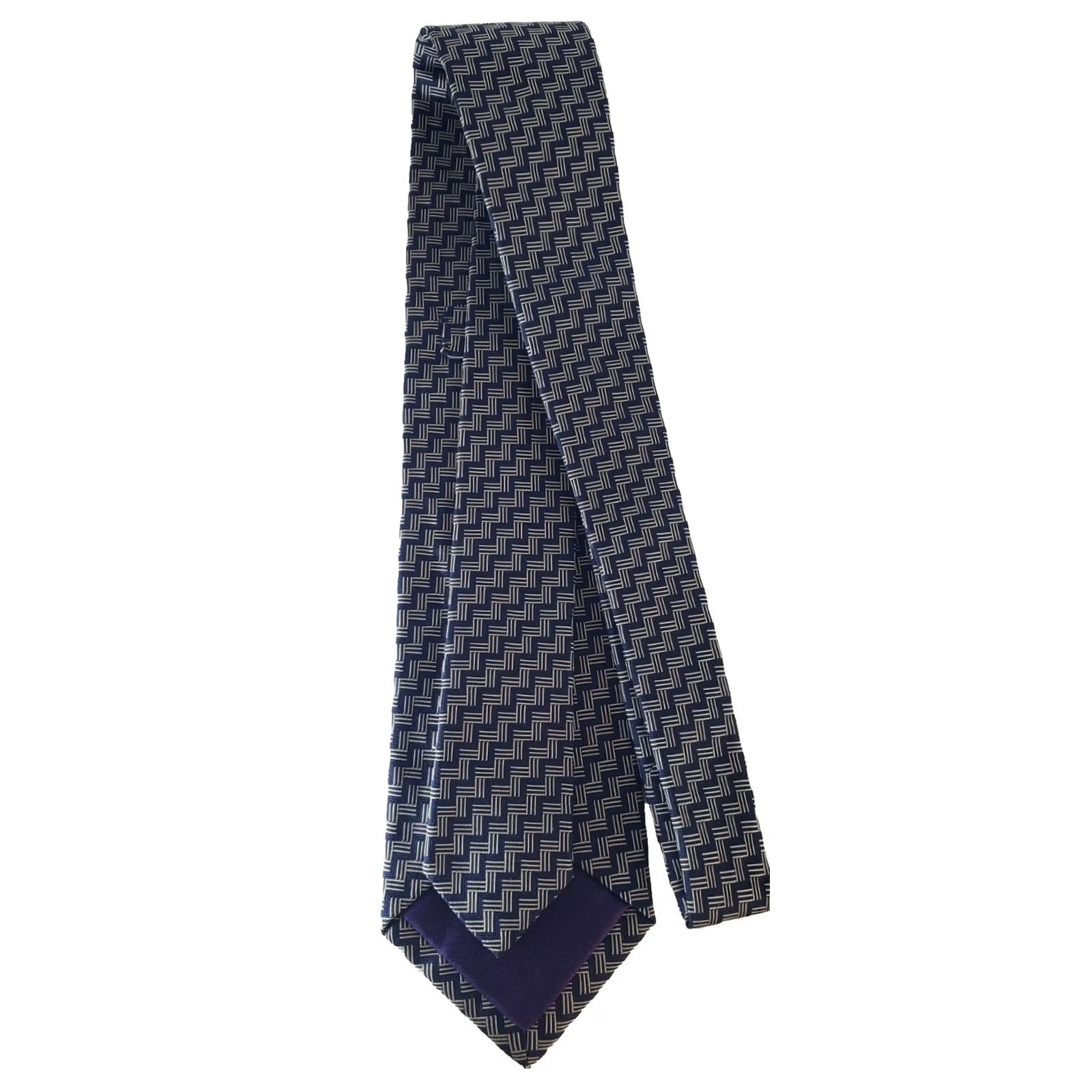 Ralph Lauren Purple Label VINTAGE Ralph Lauren Purple Label Silk Neck Tie Black White Made in Italy NWOT Preppy Geometric Boys Mens Regular Silk Tie Size ONE SIZE - 4 Thumbnail