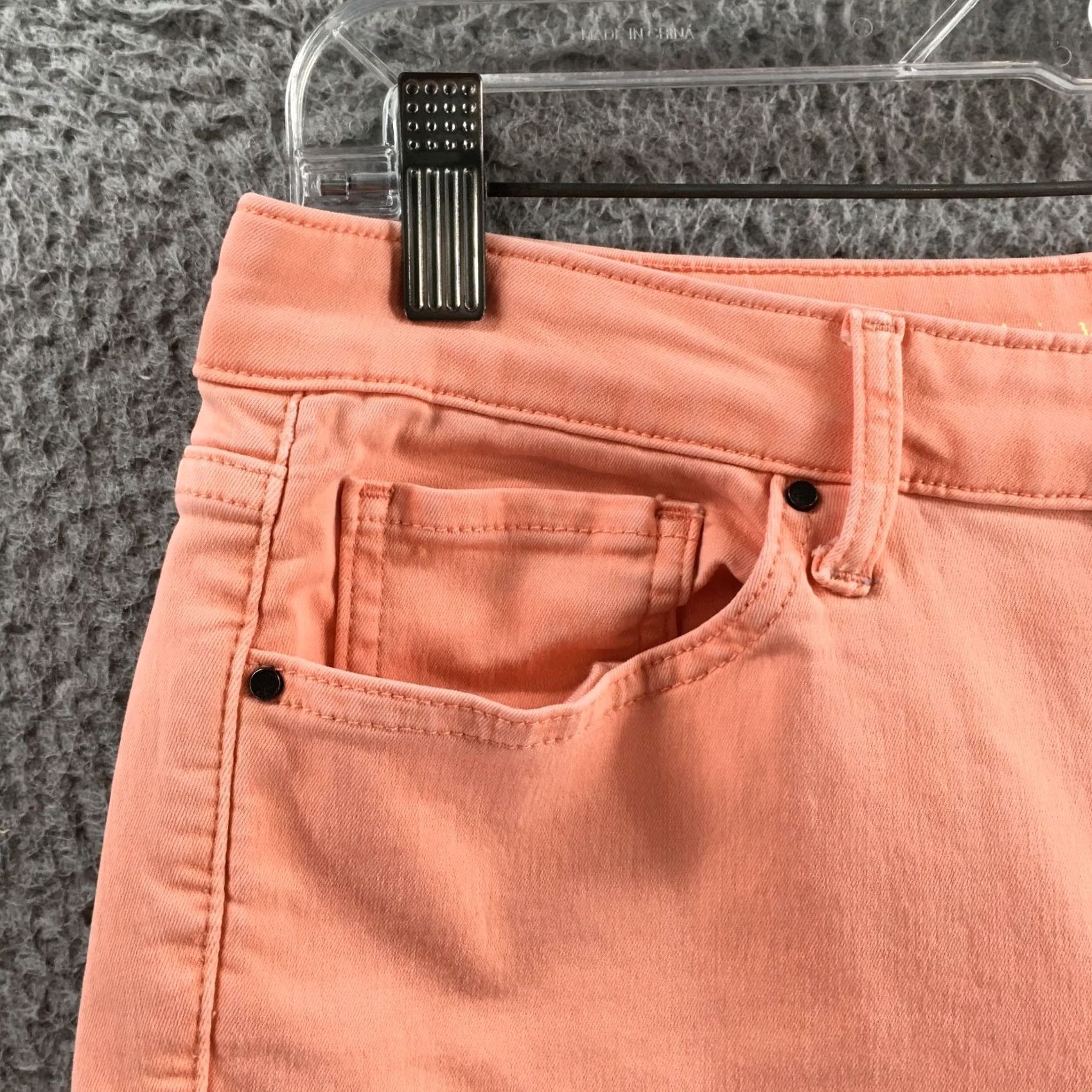 Calvin Klein Calvin Klein Ankle Skinny Pants Womens 10 Peach Cotton Blend Mid Rise Flat Front Size 32" / US 10 / IT 46 - 3 Thumbnail