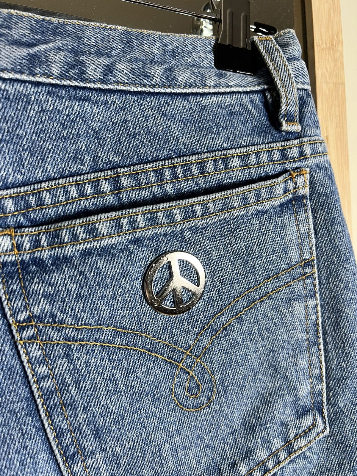 Moschino 🇮🇹90’s Vintage Moschino Metal Peace Relaxed Mom Jeans Size 29 Size 29" - 6 Thumbnail