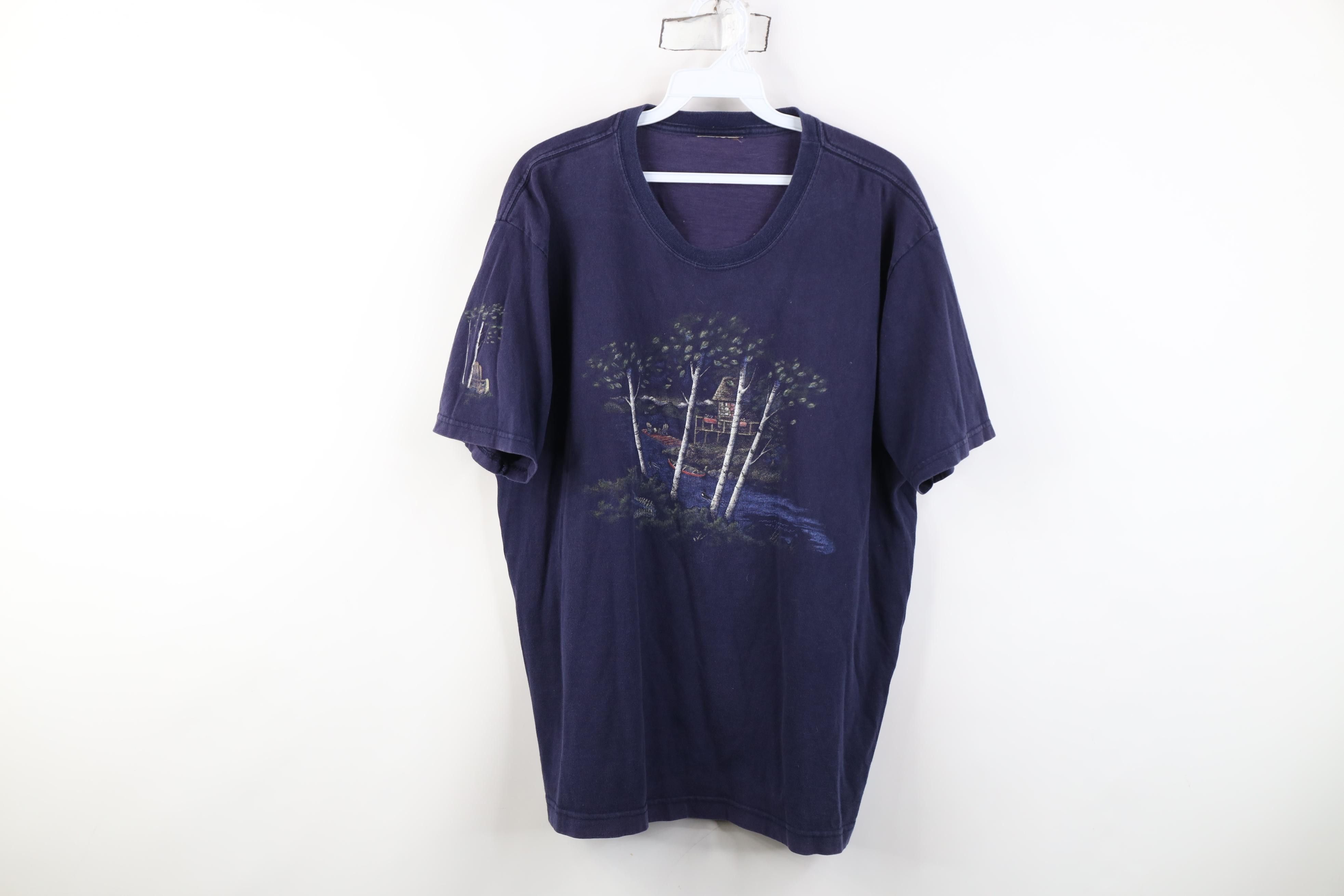 Vintage Vintage 90s Streetwear Country House Nature T-Shirt Blue Size L / US 10 / IT 46 - 1 Thumbnail