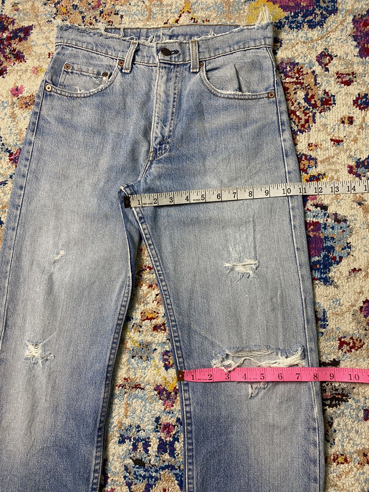 Levi's × Vintage 1980s Levis 505 Slim Straight Zipper Style Washed Blue Jeans Size US 30 / EU 46 - 14 Thumbnail