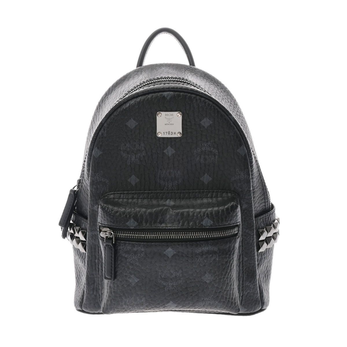 image of MCM Studded Black Metal Fittings Leather Backpack/daypack, Women's