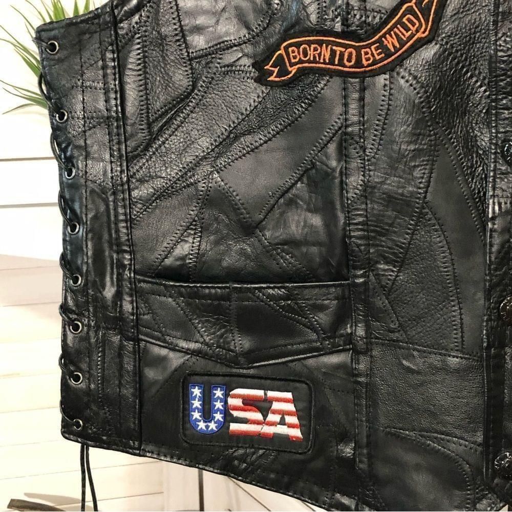 Other NWOT genuine Buffalo leather eagle patch biker black vest L Size US L / EU 52-54 / 3 - 8 Thumbnail