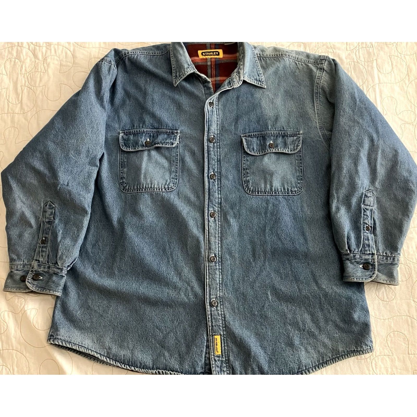 Vintage Vintage Stanley Denim Shirt 2XL Plaid Fleece Lined 2nd Amendment Large Patch Shirt Mens 2XL Blue Plaid Denim Jacket Size US XXL / EU 58 / 5 - 3 Thumbnail
