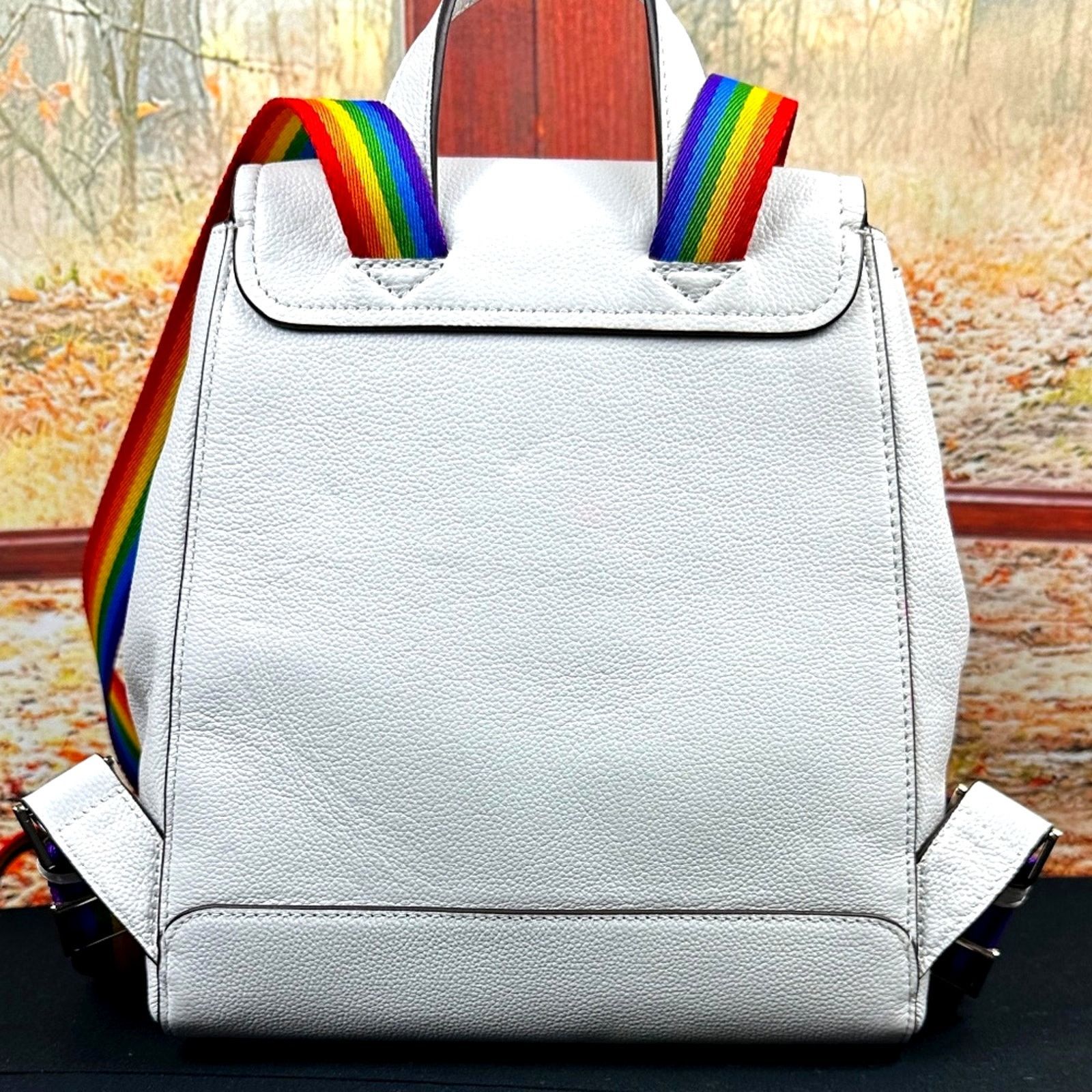 Kate Spade Kate Spade NY Pride Rainbow Darcy White Leather Backpack Size ONE SIZE - 9 Thumbnail