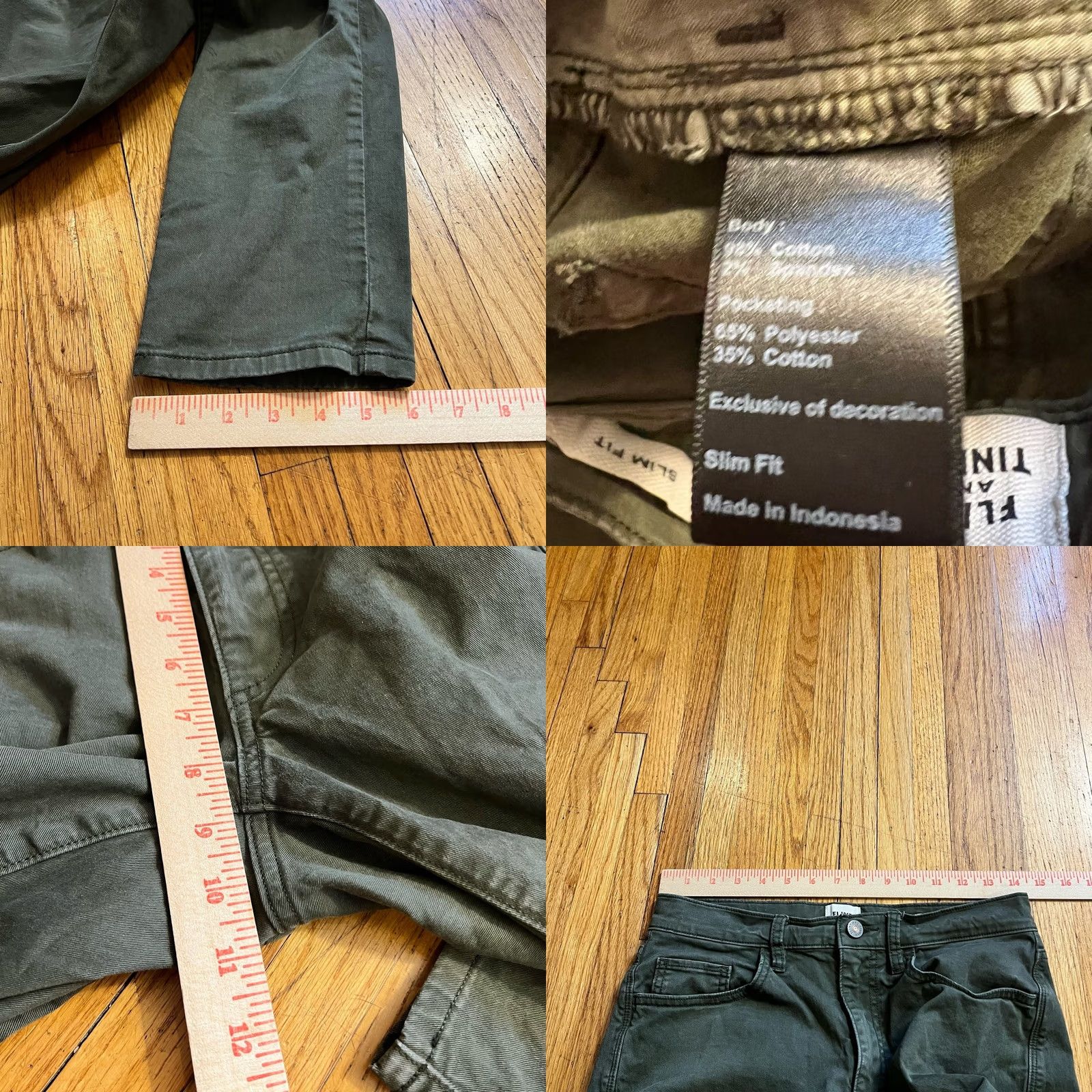 Vintage Flint & Tinder Mens Pants Green Slim Fit Chino Casual Preppy Pockets Logo 28 x30 Size US 28 / EU 44 - 8 Thumbnail