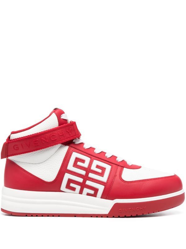 Givenchy o1loc1c0924 Logo High-Top Sneakers in White/Red Size US 12 / EU 45 - 1 Thumbnail