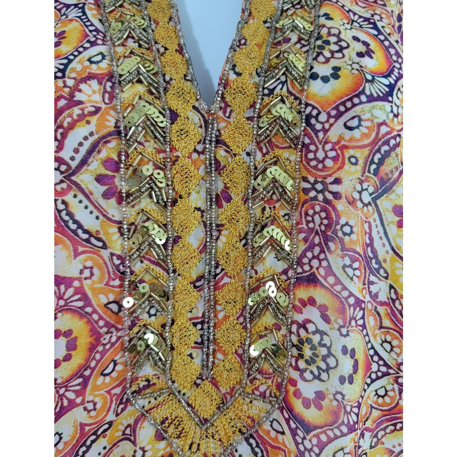 Other Peck & Peck Orange Purple Floral Beaded Peasant Top Medium Size M / US 6-8 / IT 42-44 - 2 Thumbnail