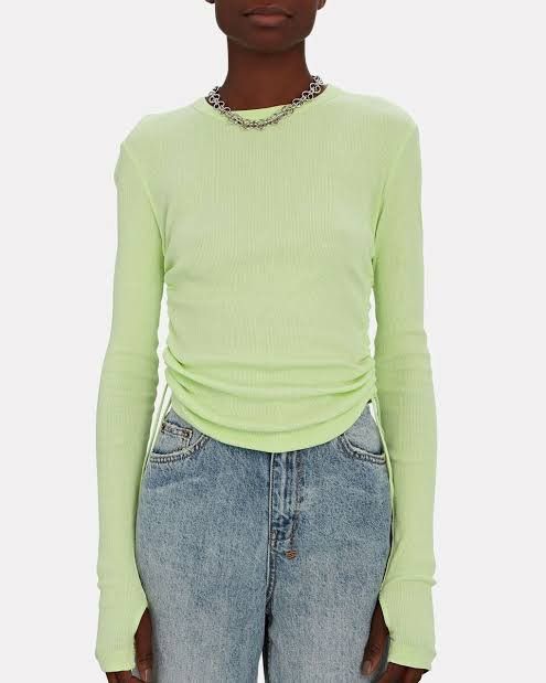 Helmut Lang Helmut Lang - Rib Shoulder Cut Out Ruched Side tie tops Size XS / US 0-2 / IT 36-38 - 1 Thumbnail