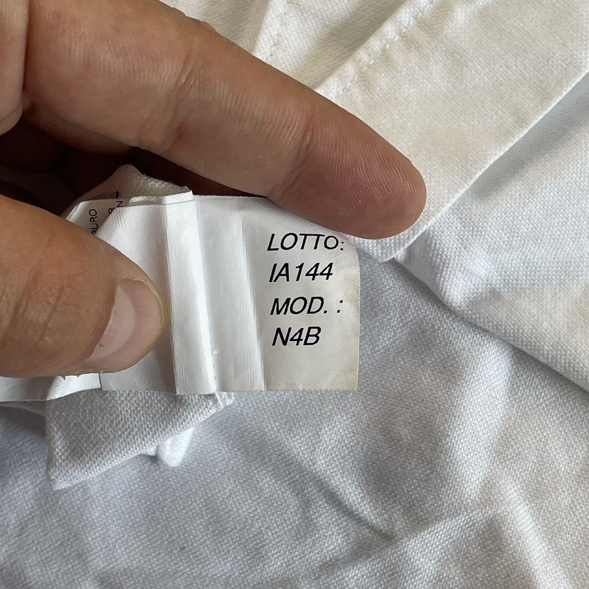 Designer × Tintoria Mattei Tintoria Mattei 954 White Slim Fit Cotton Button Shirt Size 38R - 12 Thumbnail