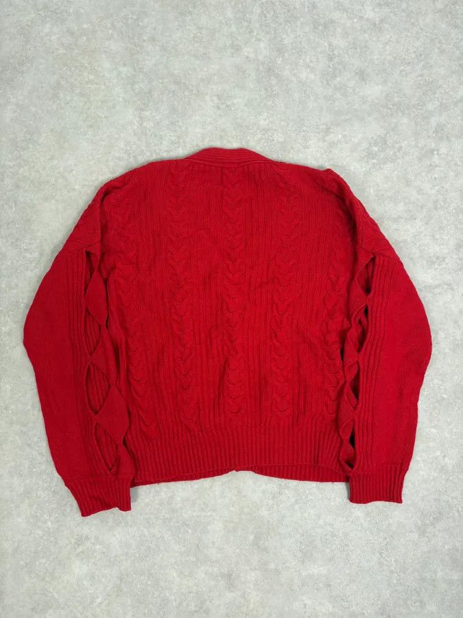 Moschino Moschino Perfored Red Geometrical Cardigan Size S / US 4 / IT 40 - 6 Thumbnail