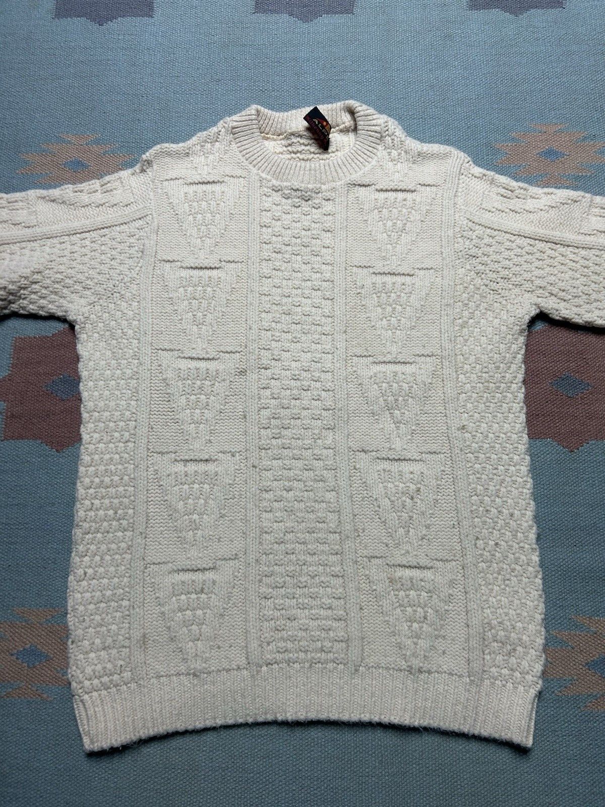 Vintage Vtg 70s Alps Kilkenny wool sweater cable knit cream large Size US L / EU 52-54 / 3 - 2 Thumbnail