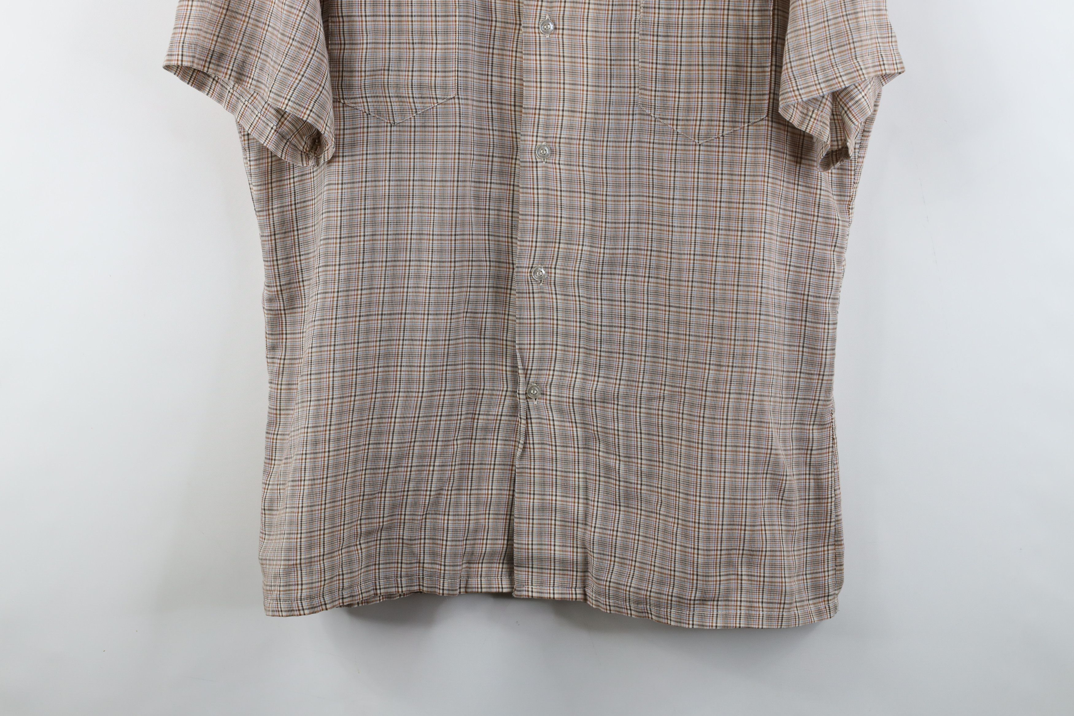 Vintage Vintage 70s Streetwear Short Sleeve Button Shirt Plaid Size US L / EU 52-54 / 3 - 3 Thumbnail