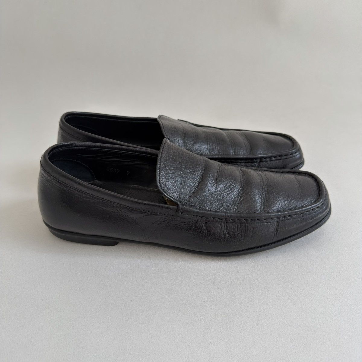Prada Tumbled Black Leather ‘Low Profile’ Loafers Size US 9 / EU 42 - 2 Thumbnail