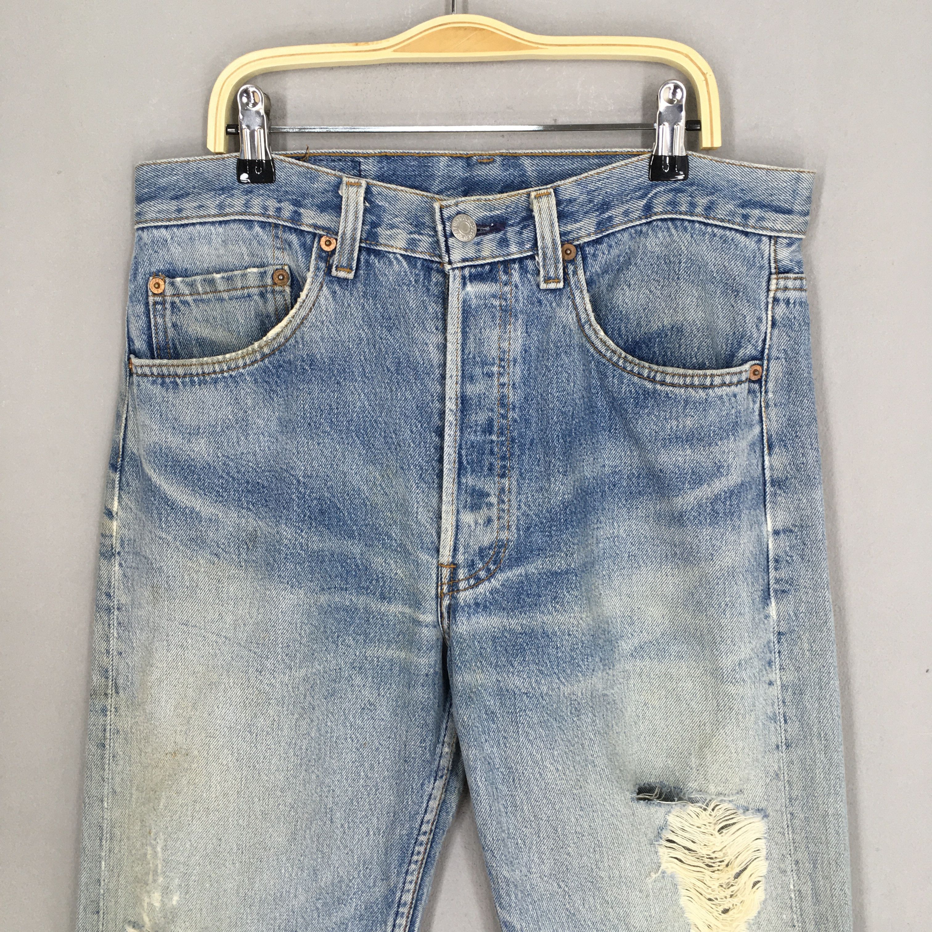 Levi's Size 31x29 Vintage 90s Levi's 501 Distressed Jeans S1679 Size US 31 - 2 Thumbnail