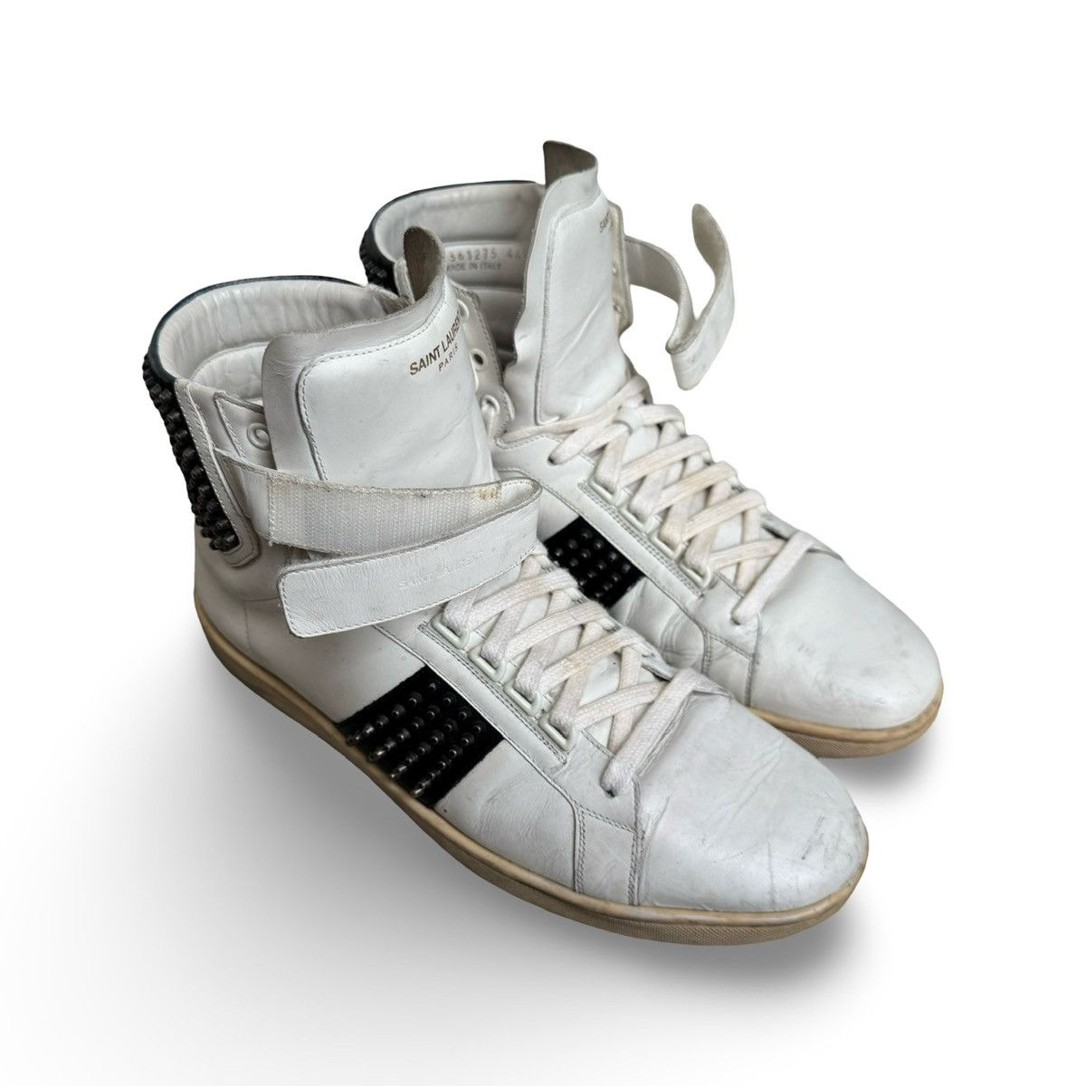 Saint Laurent Paris SAINT LAURENT PARIS SL/14H WHITE/BLACK STUDDED HIGHTOPS Size US 12 / EU 45 - 4 Thumbnail