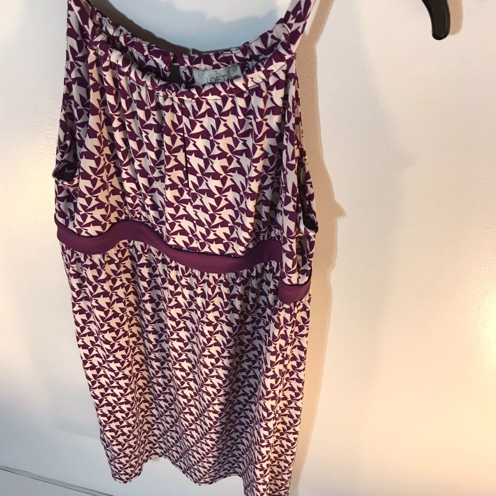 Loft LOFT Purple/White Strappy Halter Sundress Women Size S Knee-Length Geometric Size S / US 4 / IT 40 - 2 Thumbnail