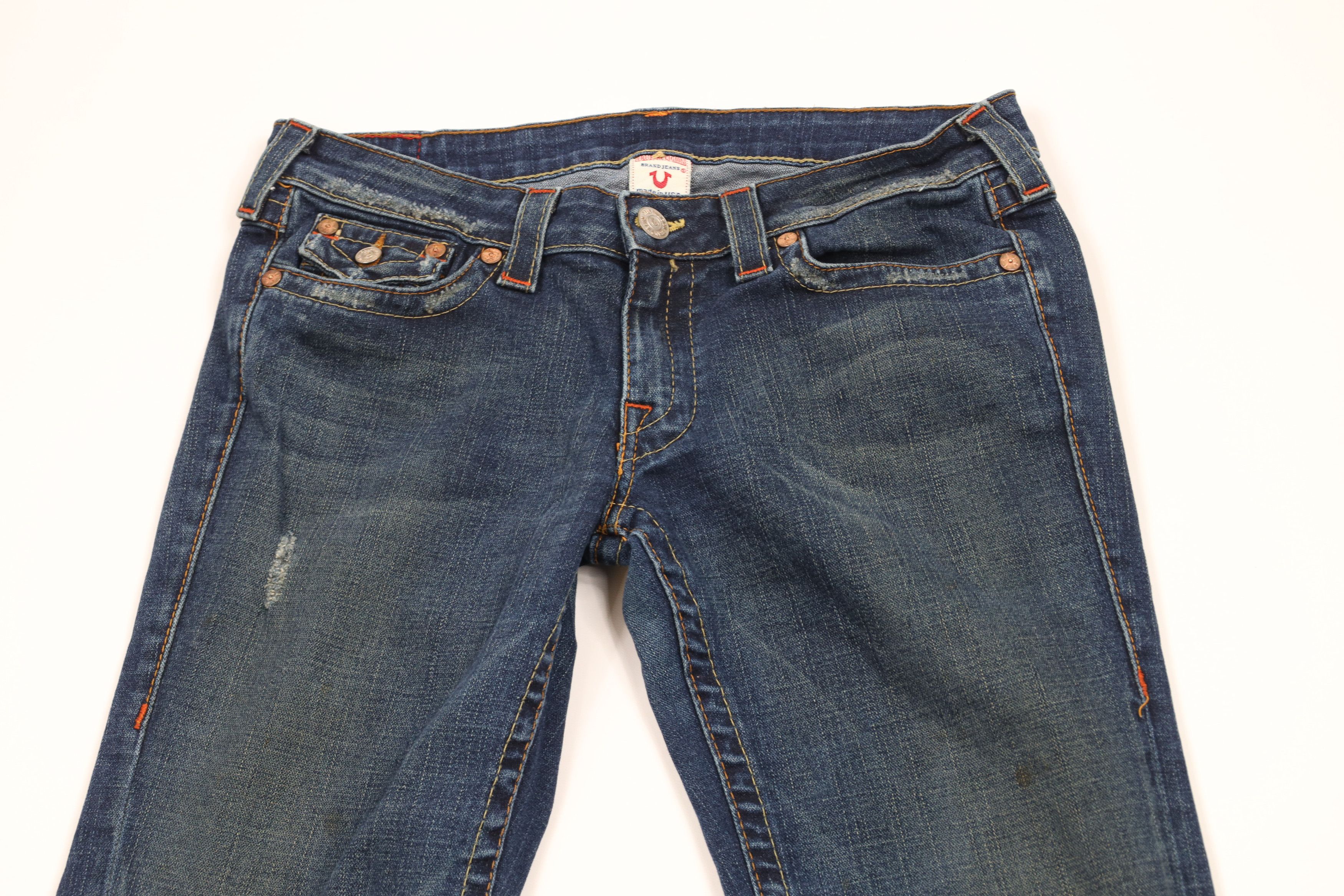 True Religion × Vintage Vintage True Religion Joey Flared Wide Leg Jeans Blue USA Size 31" - 2 Thumbnail