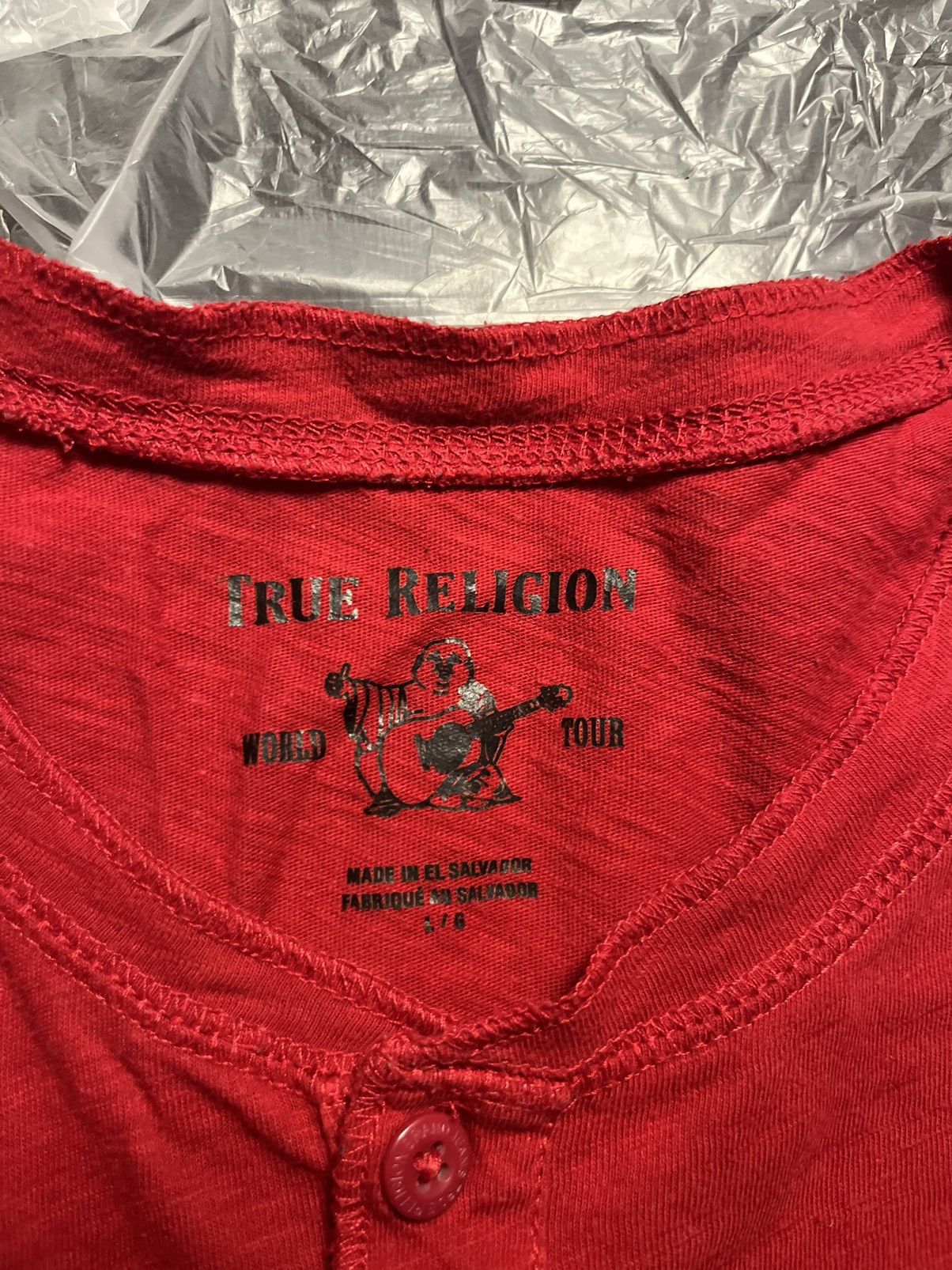 True Religion True Religion Red Layered Long-Sleeve Henley (2000s Revival) Size US L / EU 52-54 / 3 - 3 Thumbnail