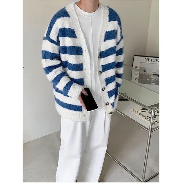 VIBE Striped Cardigan Knit Sweater Size US M / EU 48-50 / 2 - 1 Thumbnail