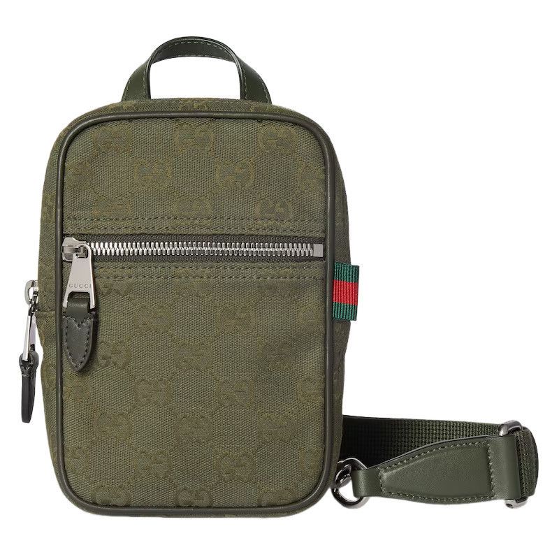 GUCCI $1490 Forest Green GG Canvas Mini Shoulder Bag New & A