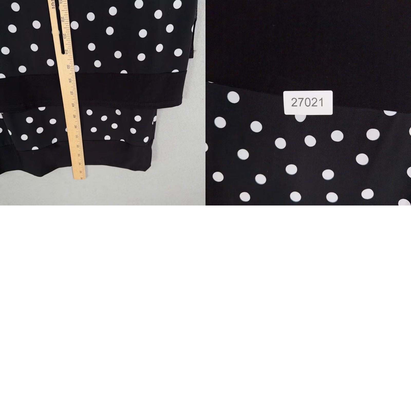 Vintage VINTAGE? Frank Lyman Dress Womens 10 Black Polka Dot Layered Asymmetrical Career Chic Size L / US 10 / IT 46 - 8 Thumbnail